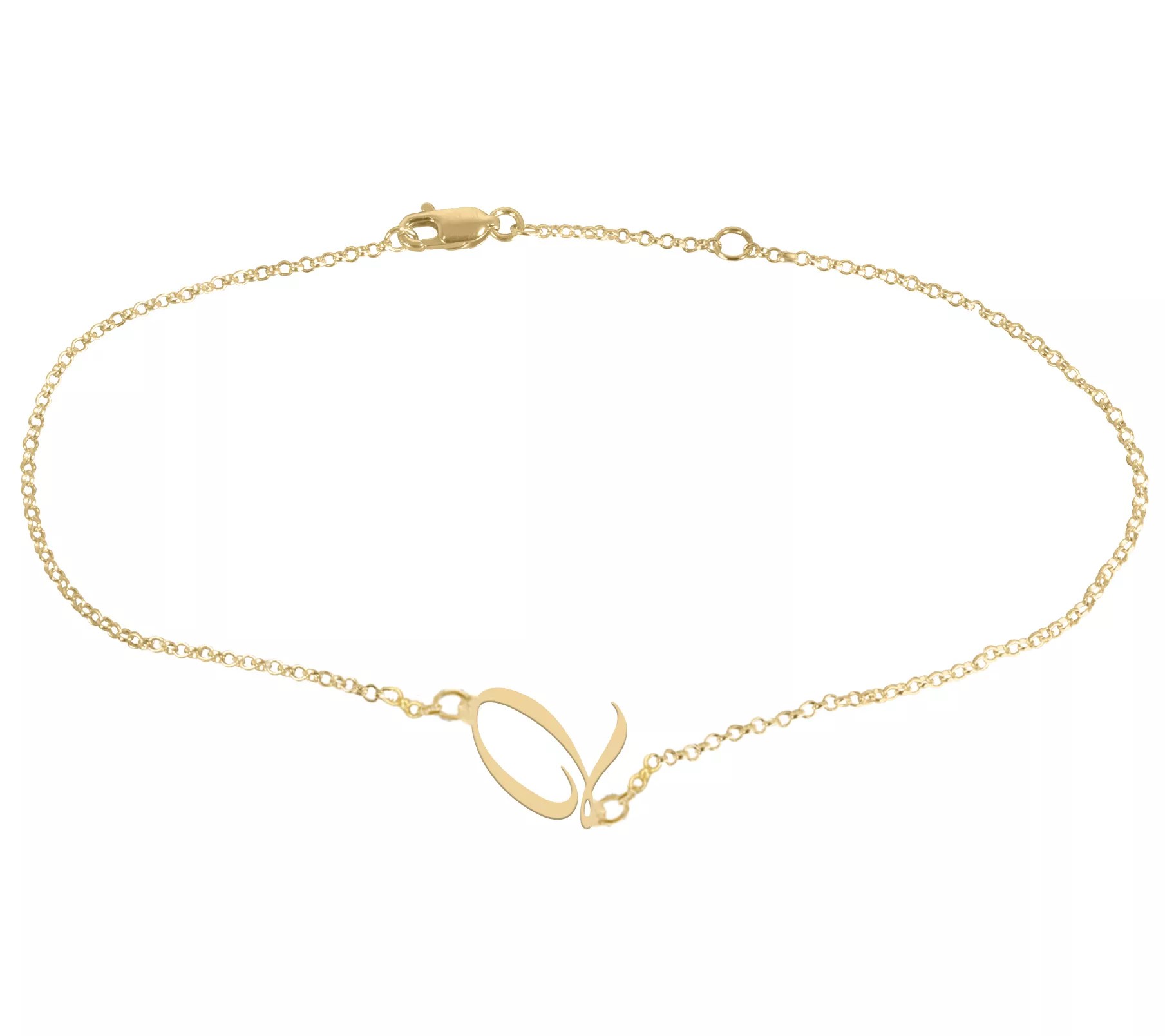 Personalized 14K Gold Plated Script Initial Ankle Bracelet
