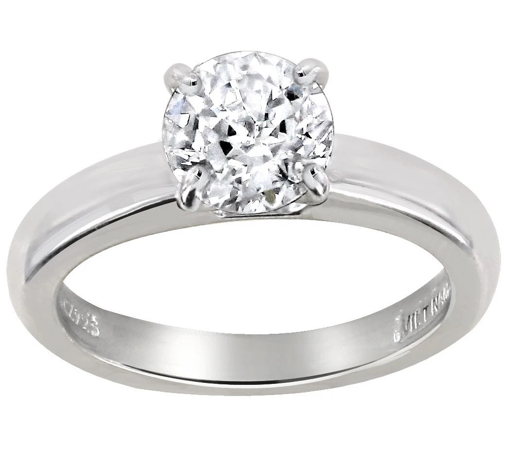 Diamonique 1.00 cttw 100Facet Solitaire Ring,Platinum Clad