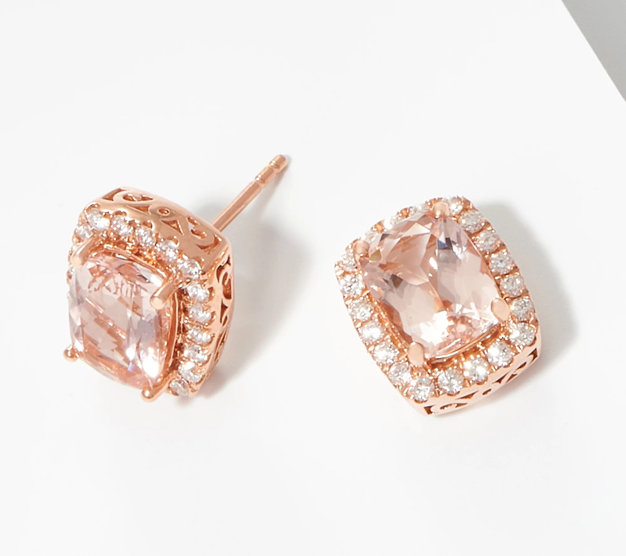 Elongated Cushion Cut Diamond Earrings, 14K