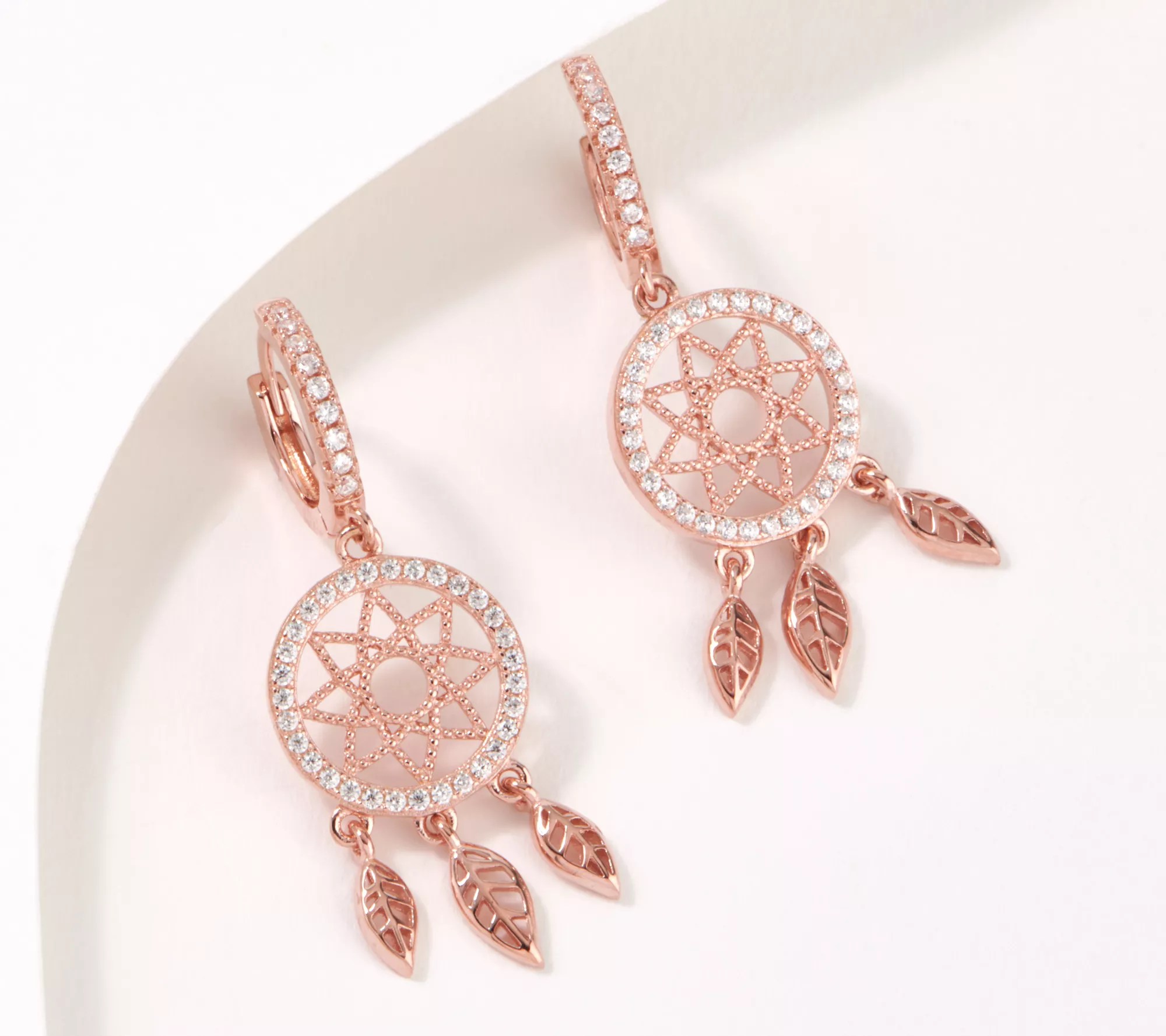 Diamonique Dreamcatcher Huggie Hoop Earrings, Sterling