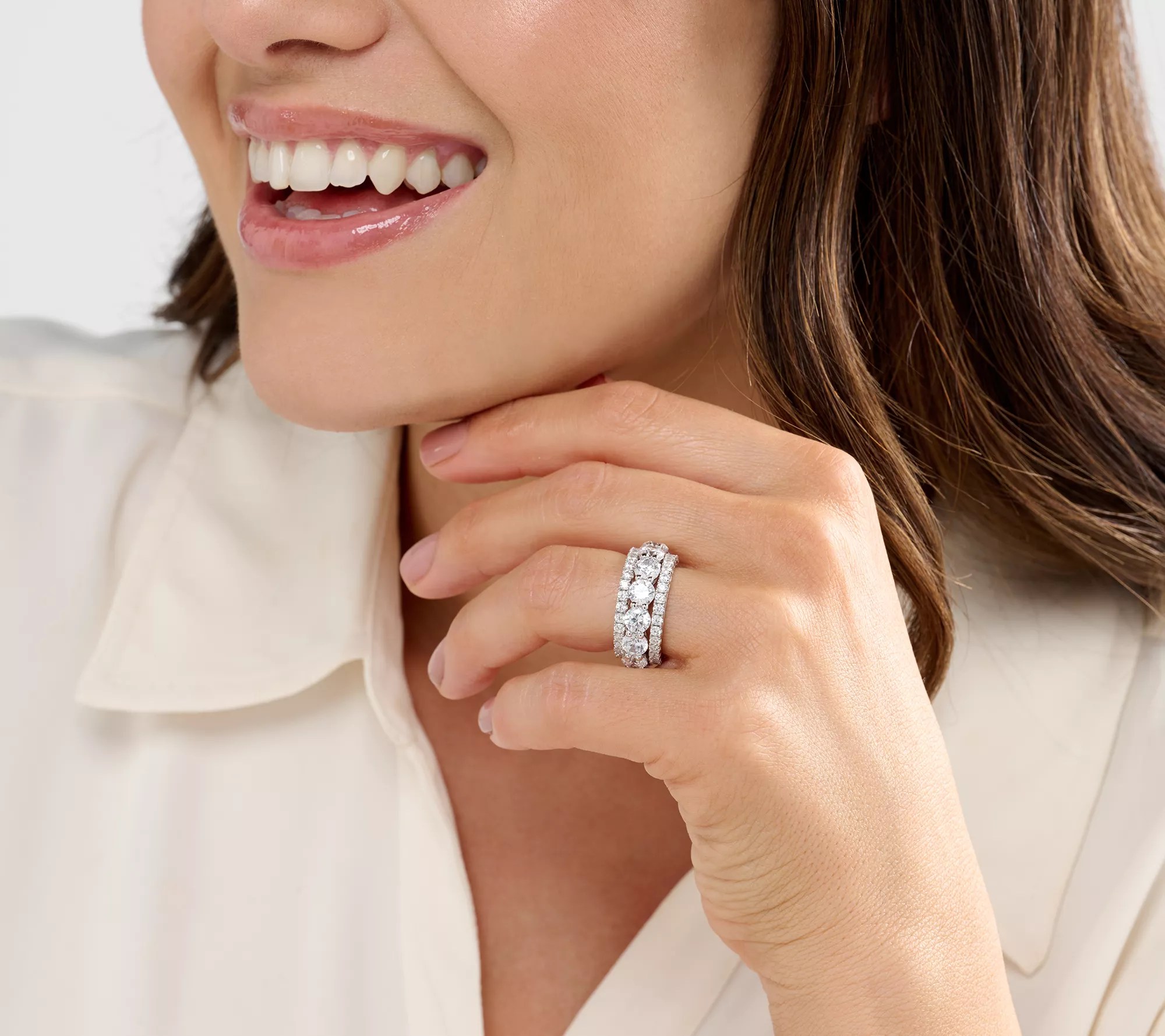 "As Is" Diamonique x Jennifer Miller S/3 Round Eternity Rings