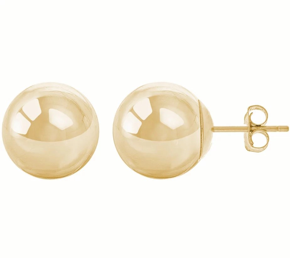 14K Gold 10mm Ball Stud Earrings