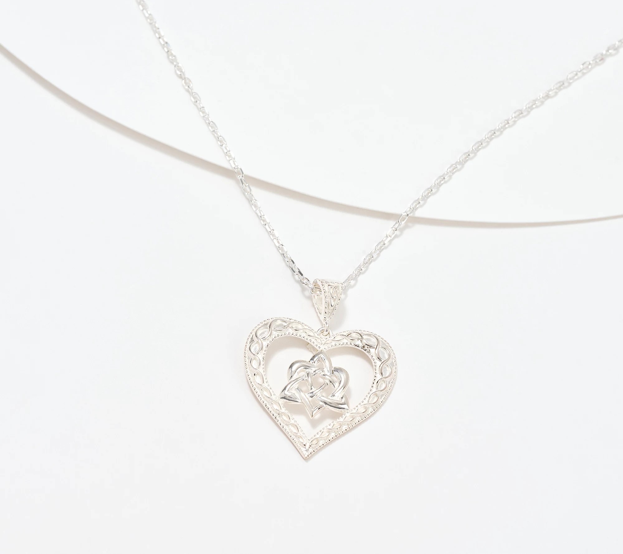 JMH Jewellery Sterling Silver Celtic Heart Pendant and 20" Chain