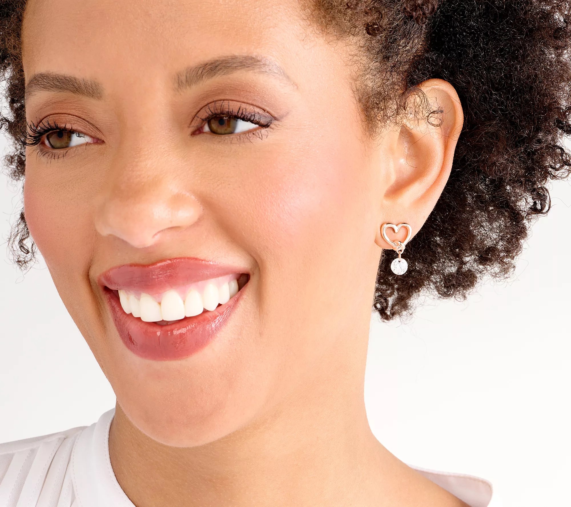 Diamonique Heart Knot Stud Earring, Sterling Silver