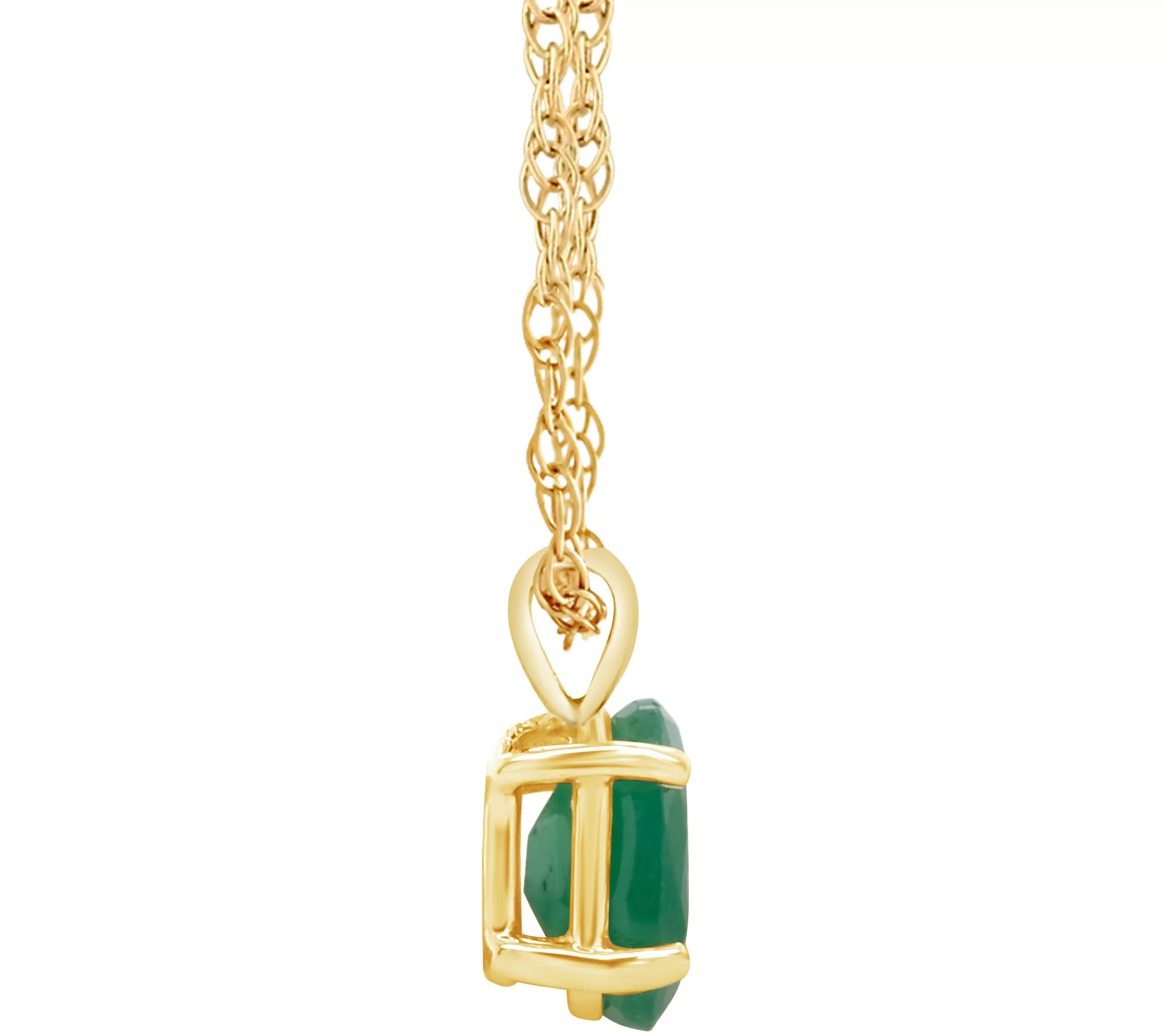 14K Oval Precious Gemstone Pendant w/ Chain