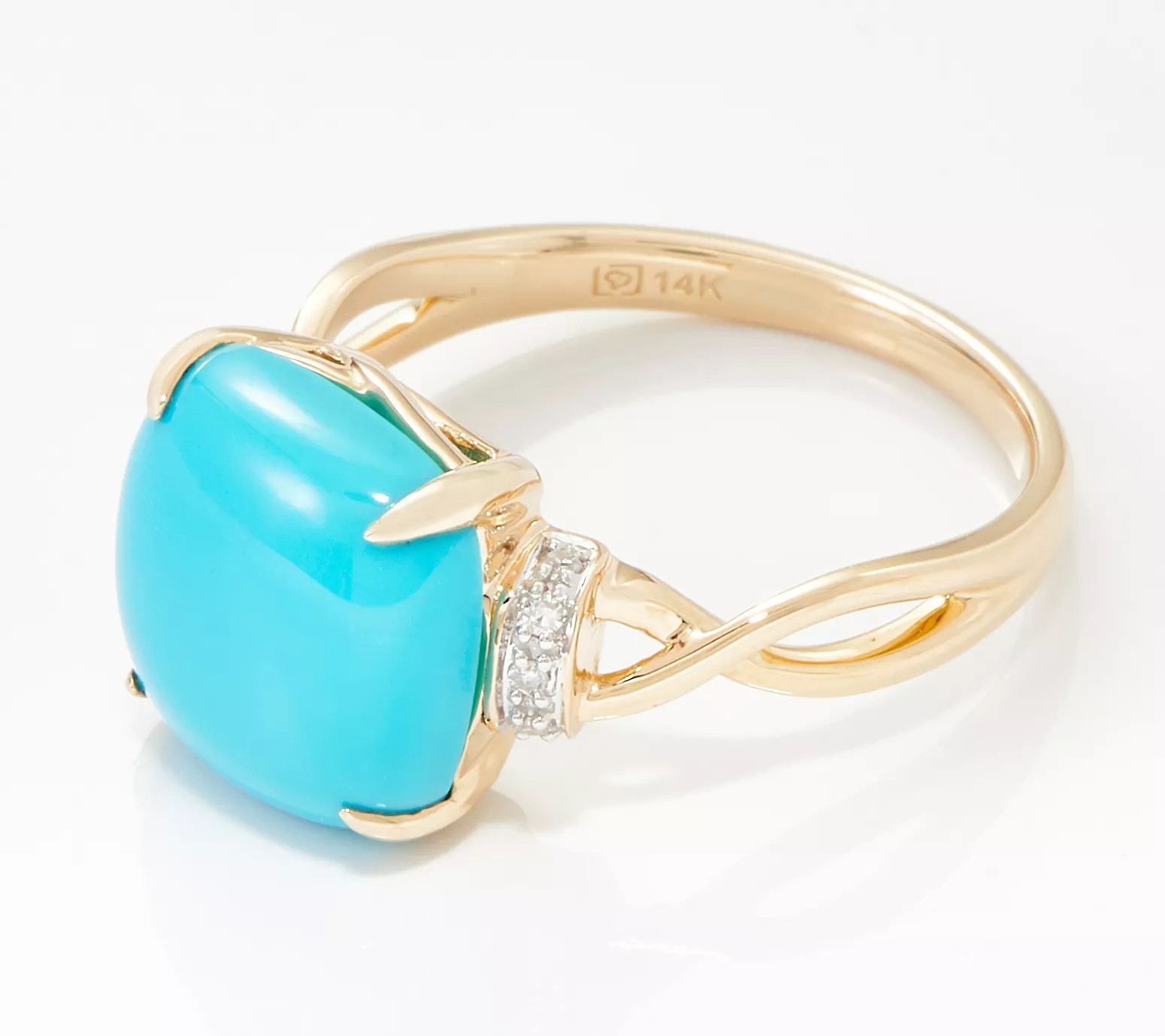14K Gold Sleeping Beauty Turquoise & Diamond Ring
