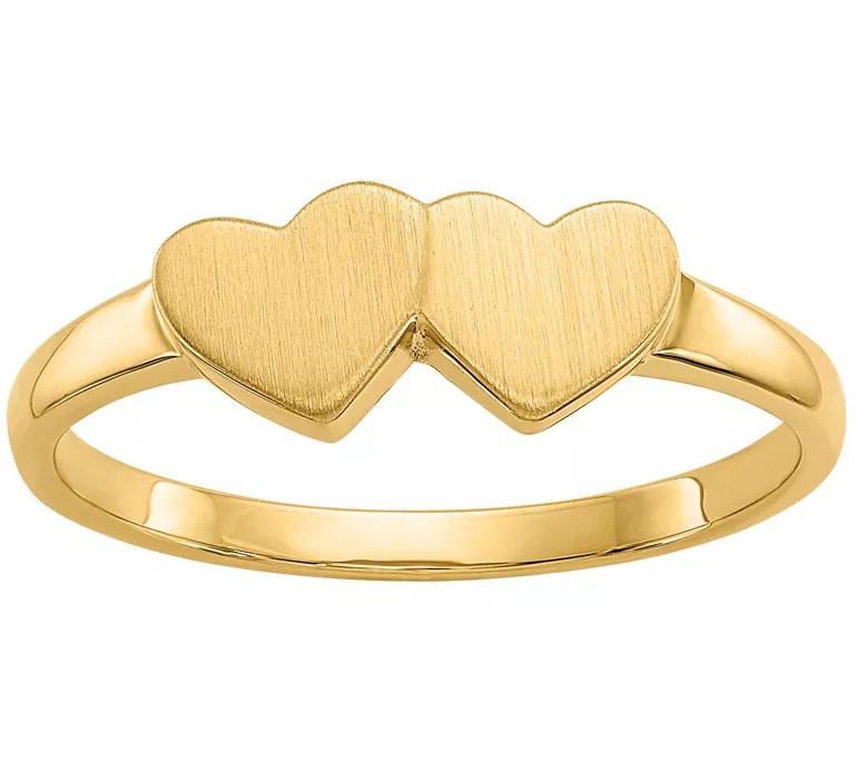 14K Gold Double Heart Ring