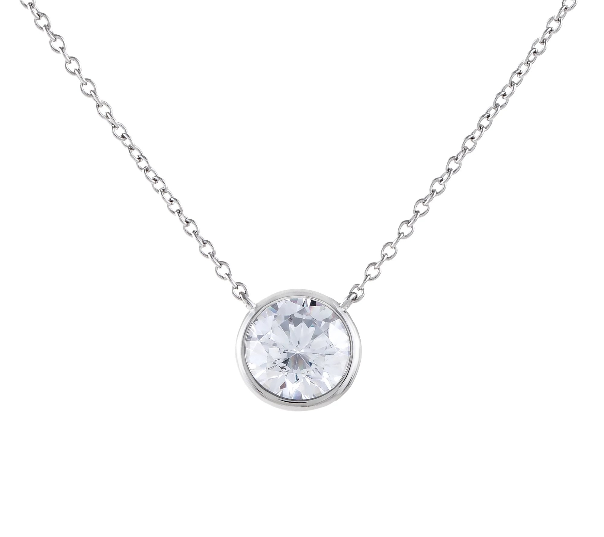 Diamonique 2.30 cttw RoundCut Necklace, Sterling Silver
