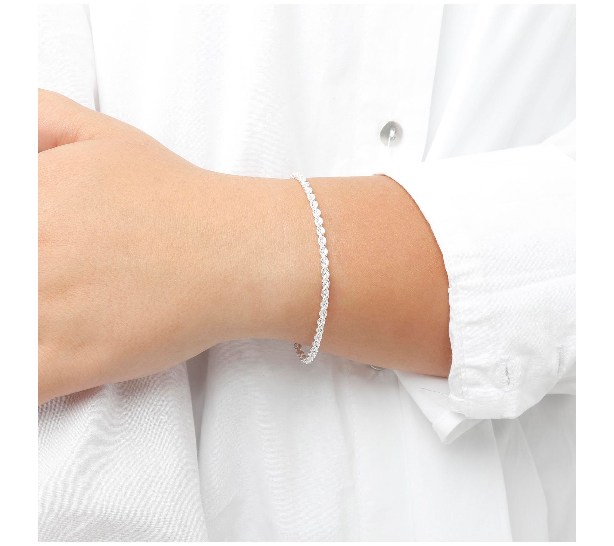 UltraFine Silver Rope Chain Bracelet, 4.2g