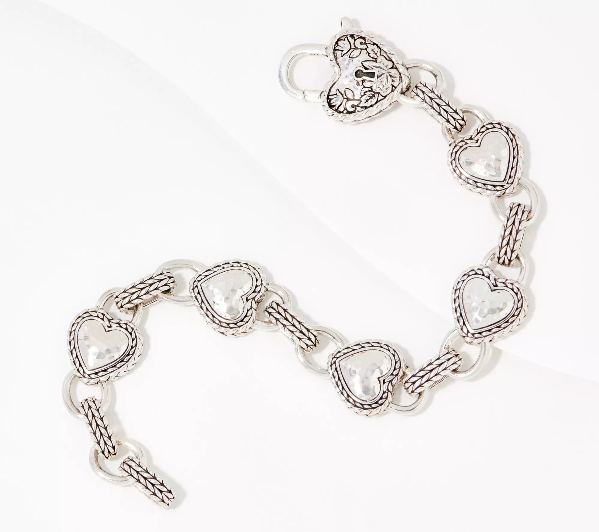 JAI Sterling Silver Love Lock Bracelet, 27.5 36.4g
