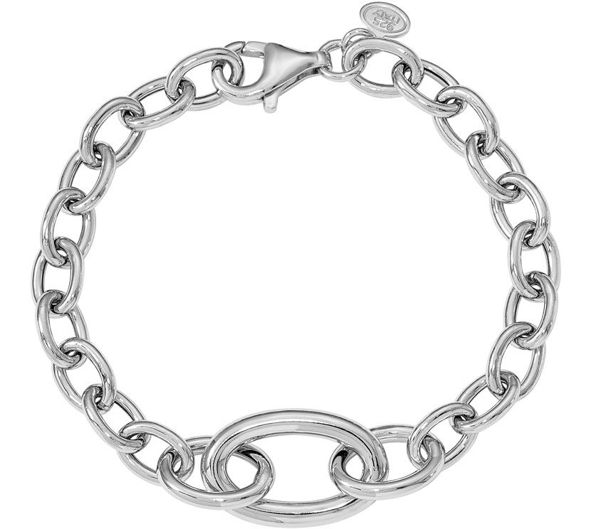 Italian Silver Oval Link Bracelet Sterling, 12.5g