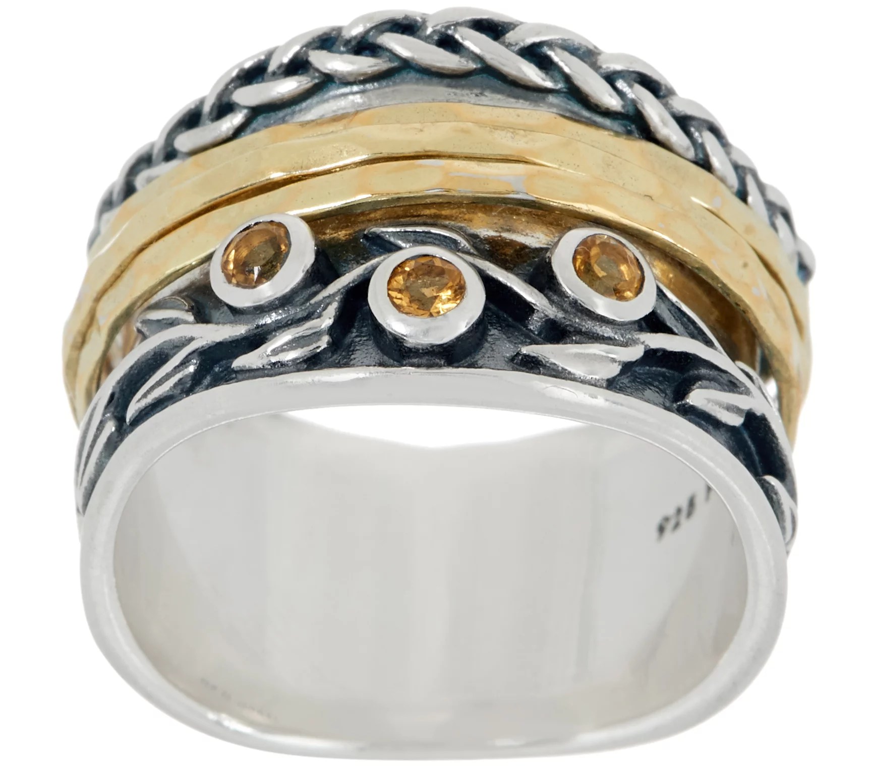 Or Paz Sterling Silver and 14K Plated Gemstone Spinner Ring