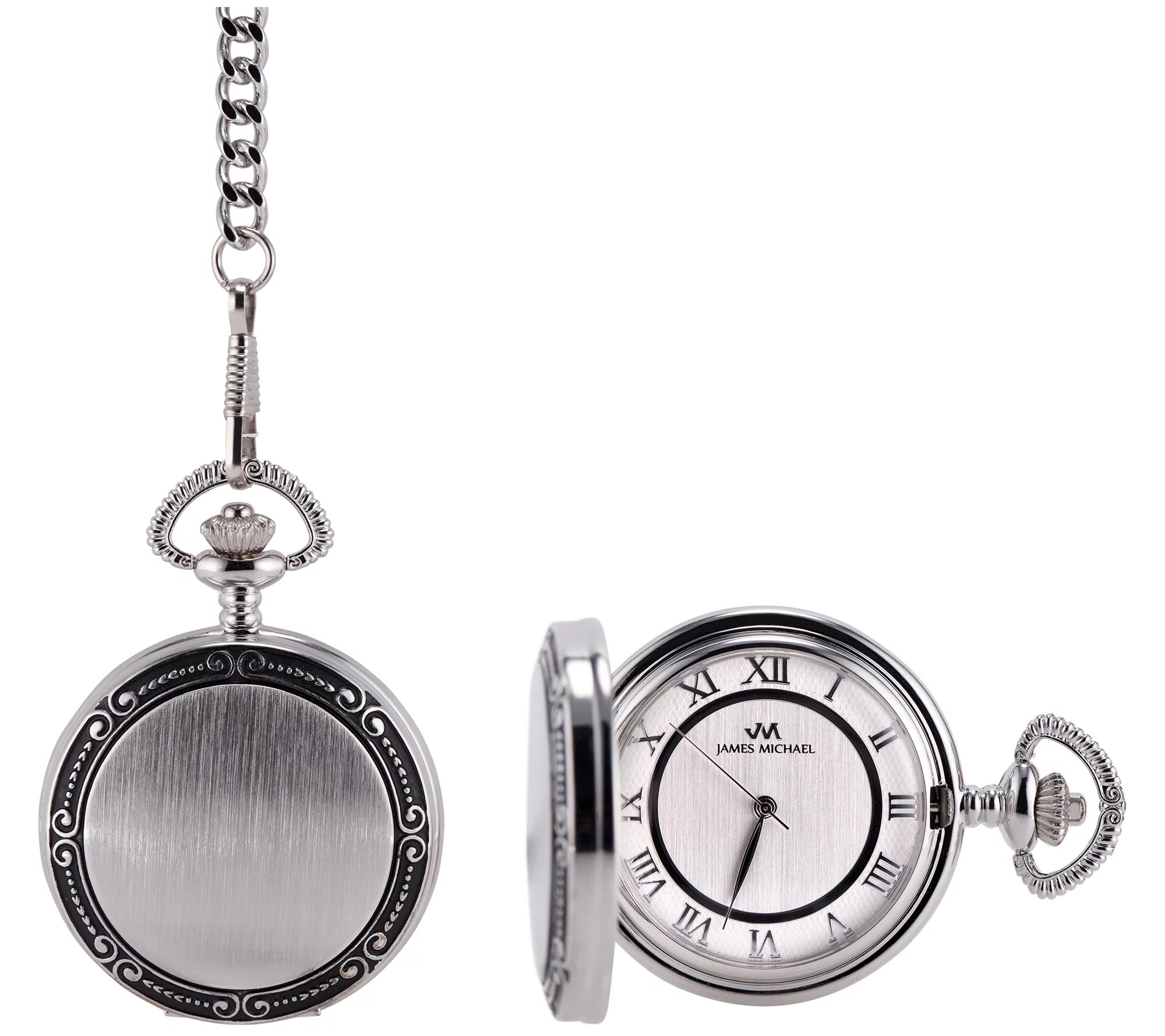James Michael Men's Brushed Pocket Watch w/ Frame