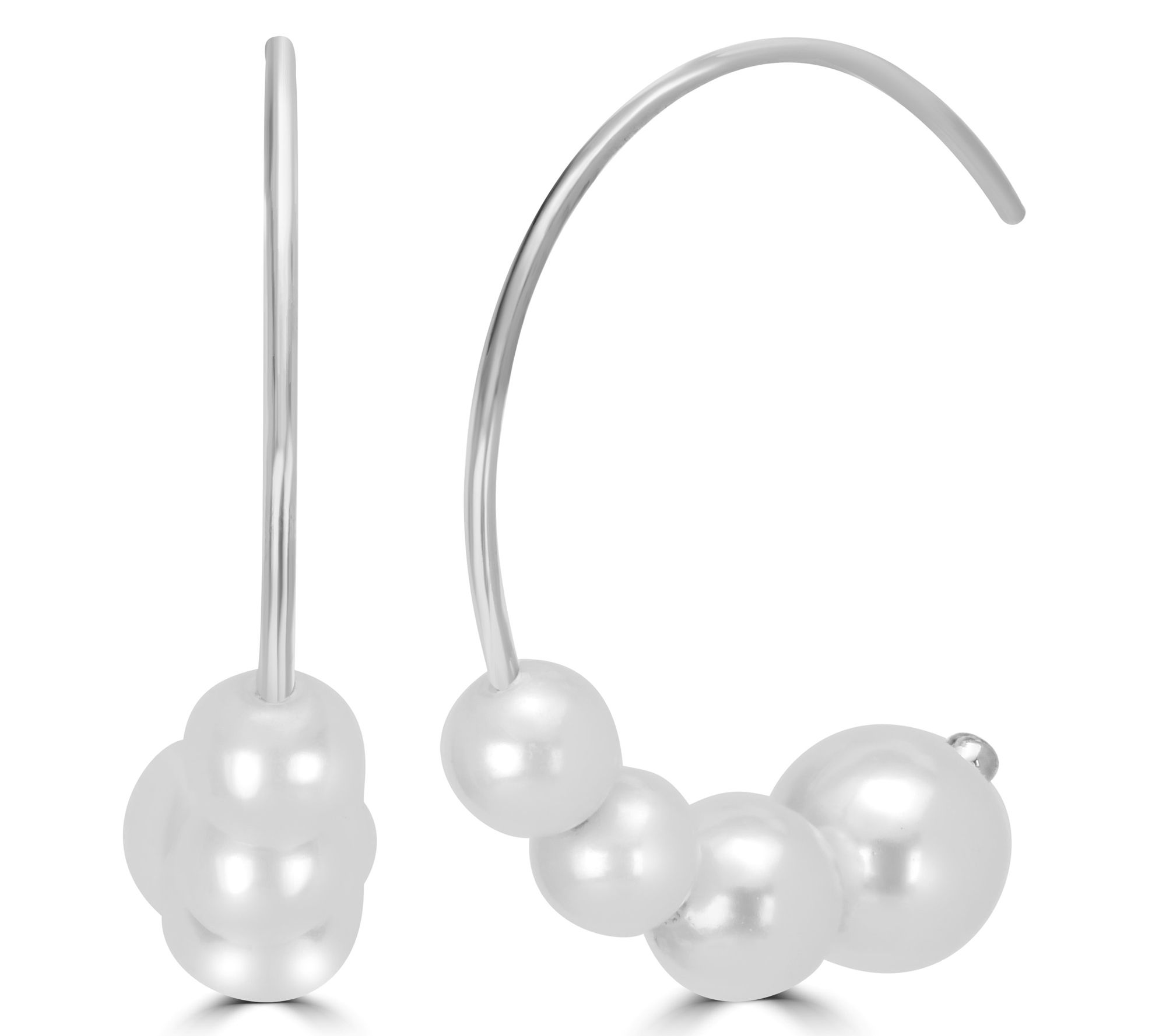 Steel by Design Graduated Simulated Pearl Hoop Earrings