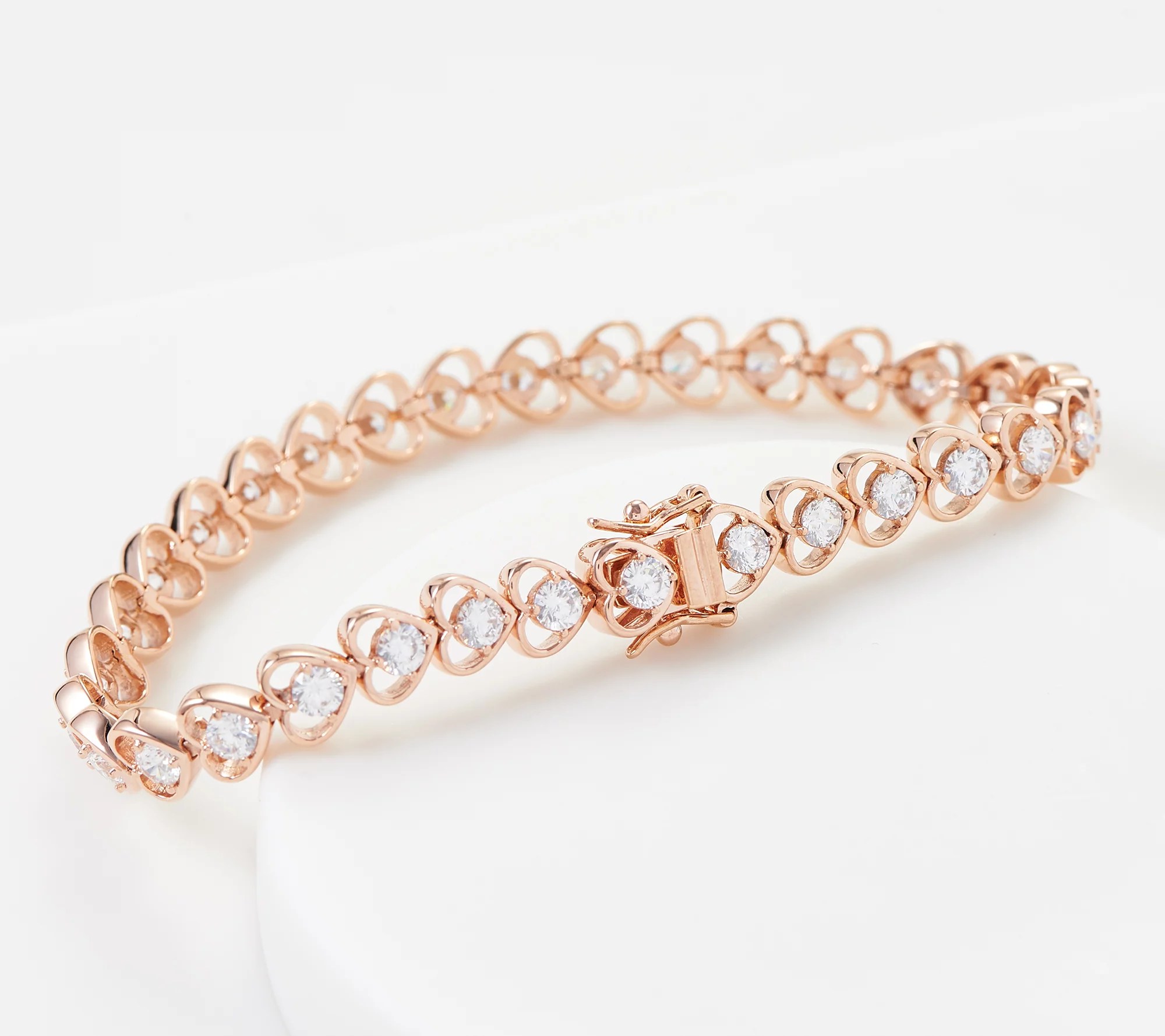 "As Is" Diamonique 5.30ct Heart Tennis Bracelet Sterling Silver