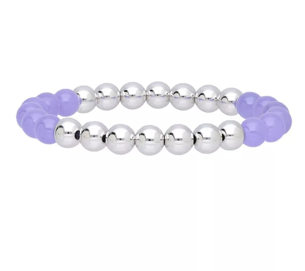 Elyse Ryan Sterling Silver & Lavender Jade Bead Bracelet