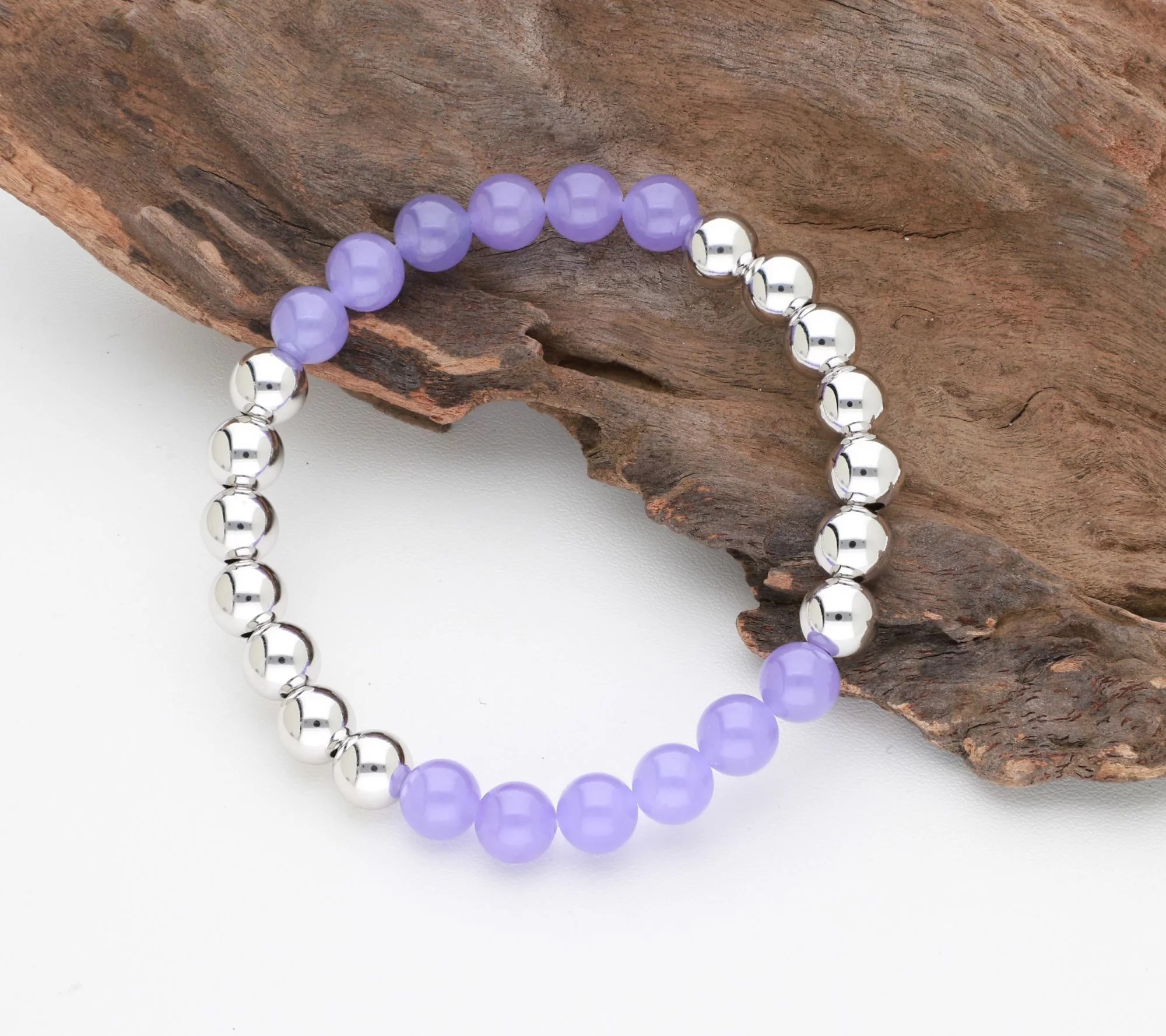 Elyse Ryan Sterling Silver & Lavender Jade Bead Bracelet