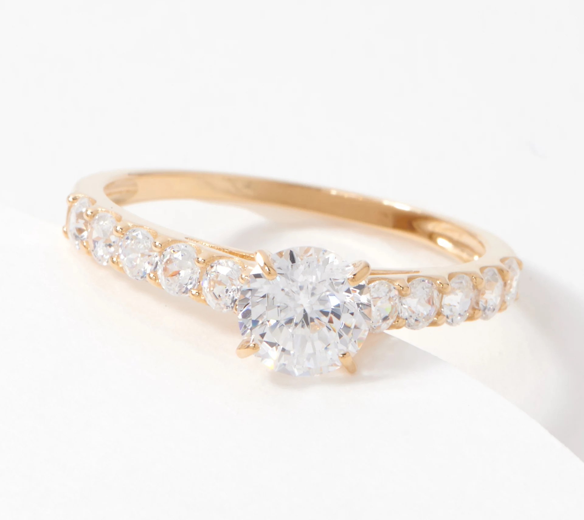 Diamonique 1 cttw 100Facet Solitare Ring, 14K Gold