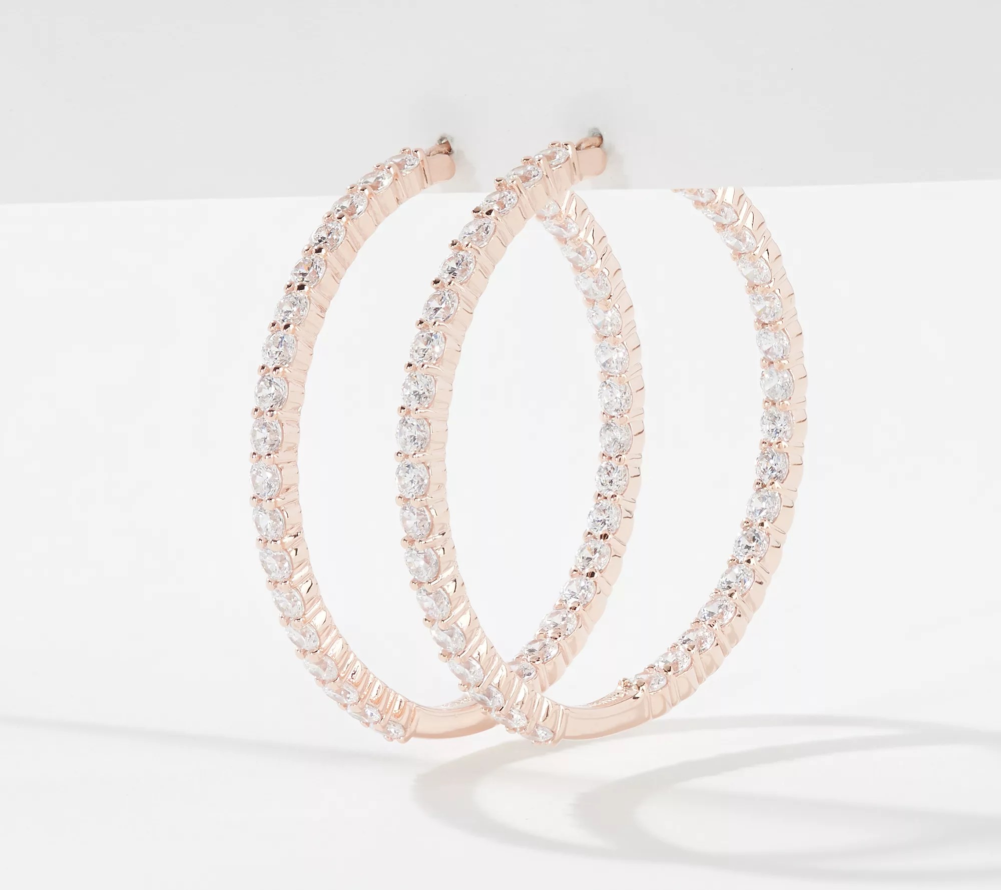 Diamonique 1.5" InsideOutside Hoop Earrings, Sterling Silver