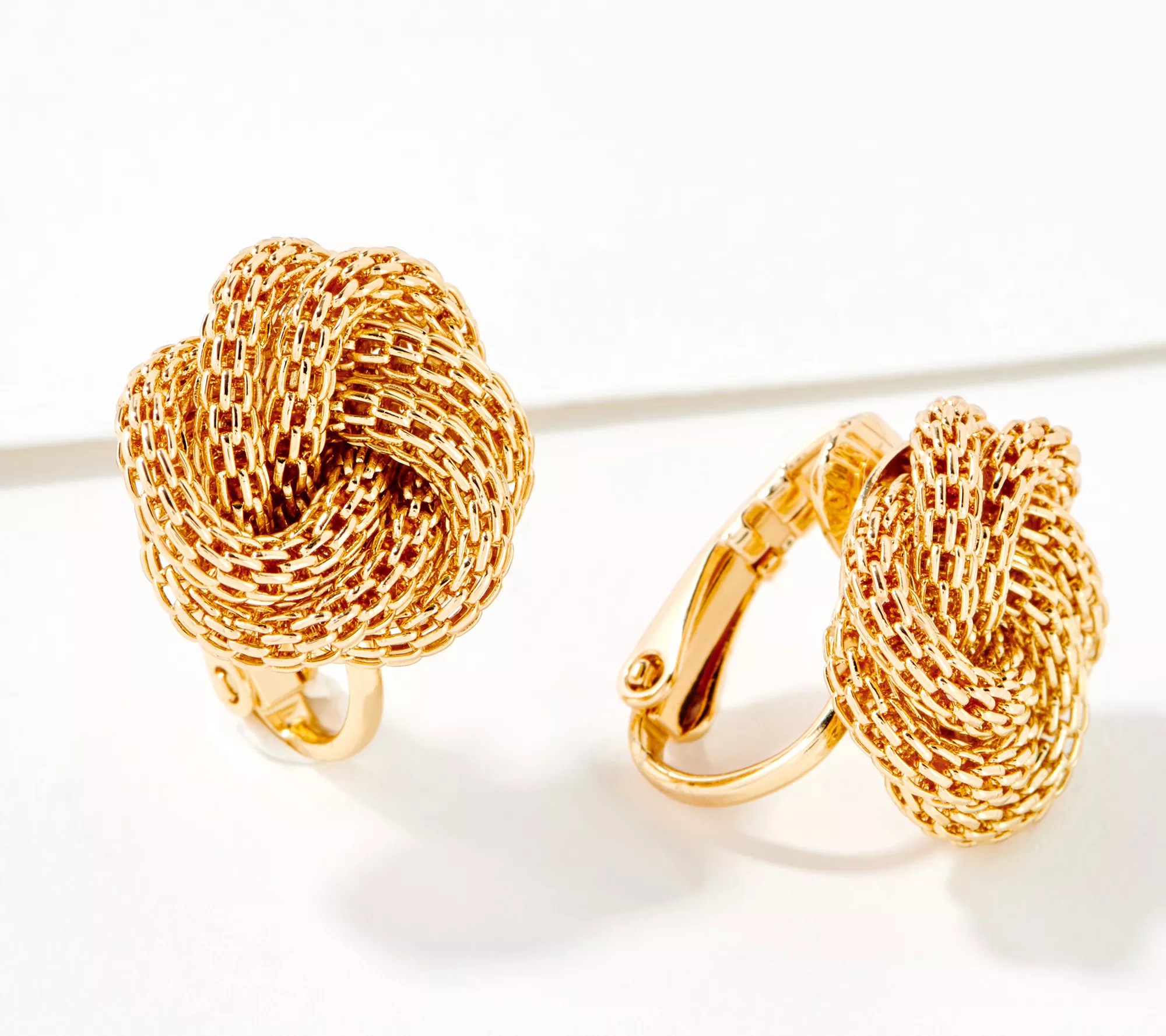 Denim & Co. Mesh Knot Stud Earrings, Clip On