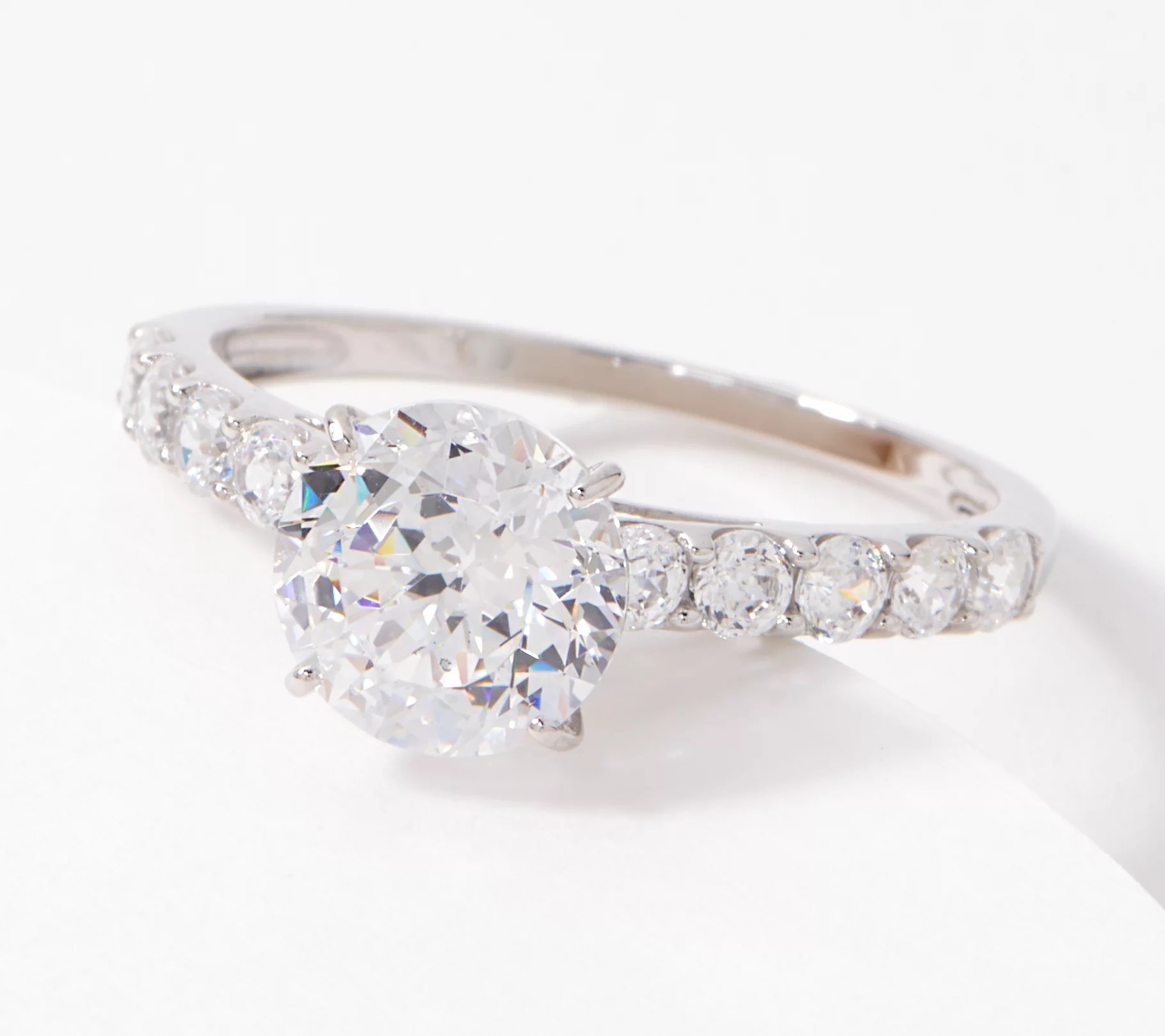 Diamonique 2 cttw 100Facet Solitare Ring, 14K Gold