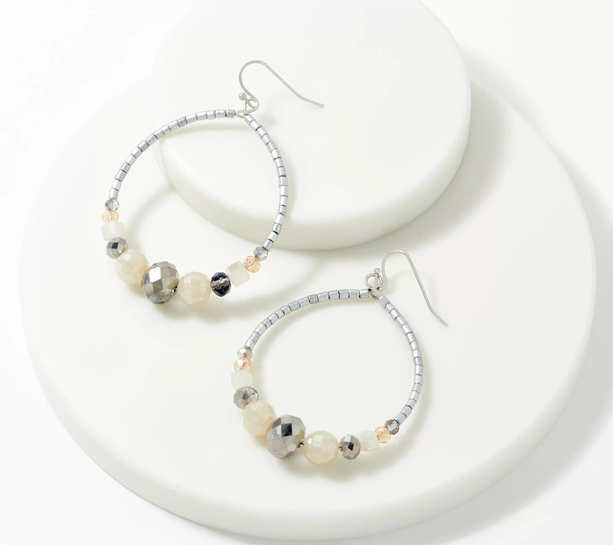 "As Is" Susan Graver Front Facing Faceted Hoop Earrings