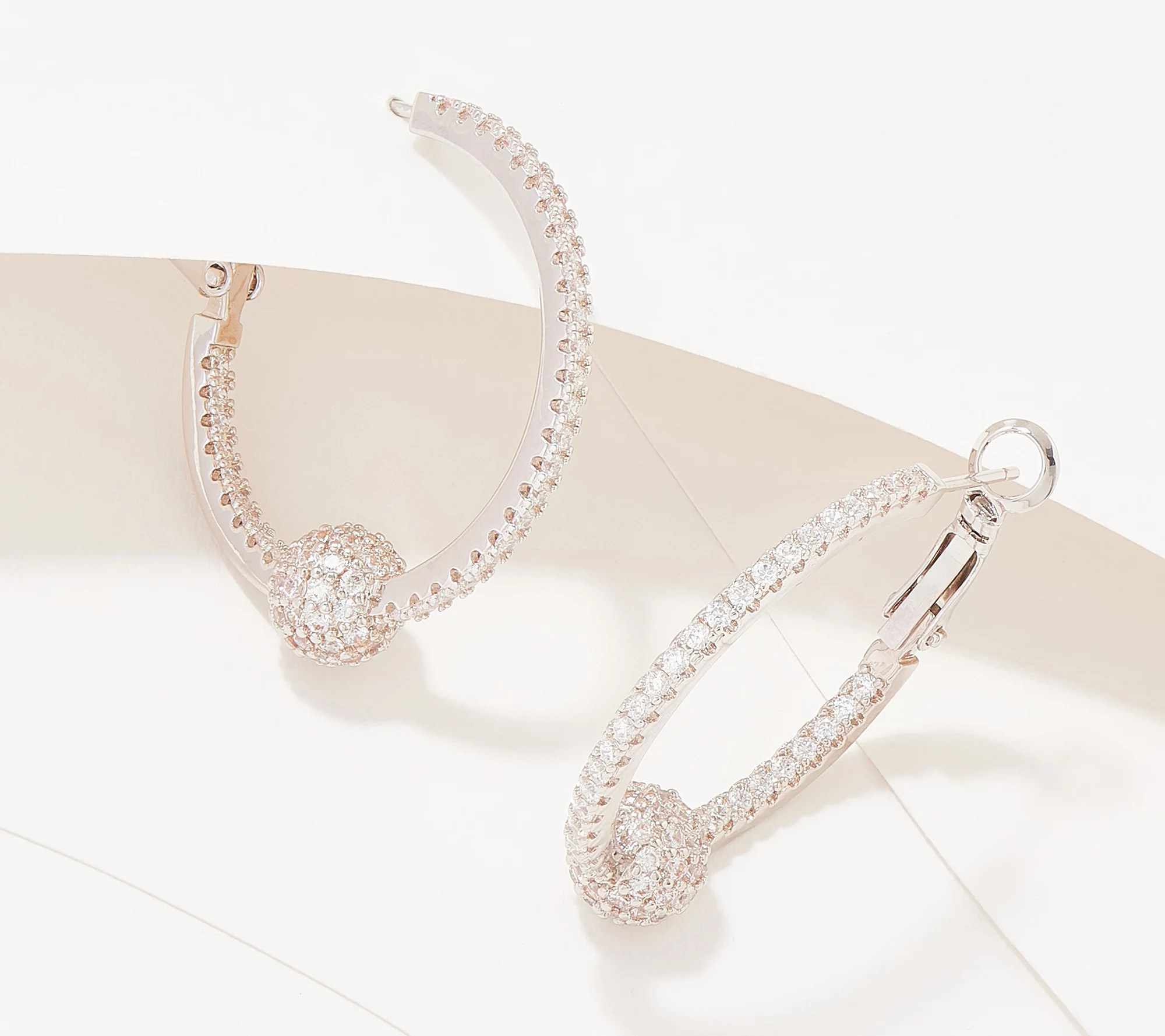 Diamonique x Lisa Freede 11/4" Disco Ball Hoop Earrings