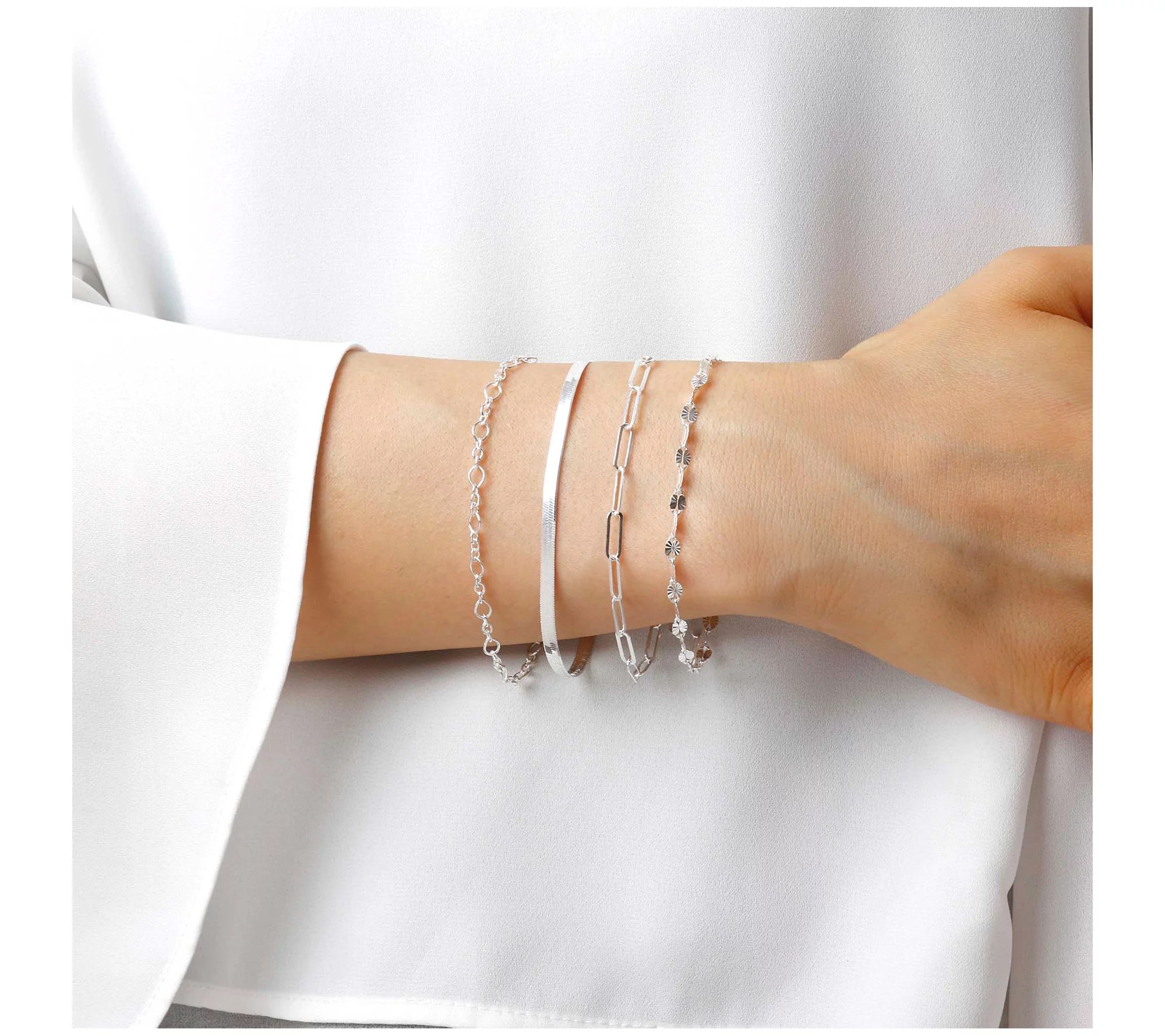 UltraFine Silver Set of 4 Adjustable Bracelets, 9.8g