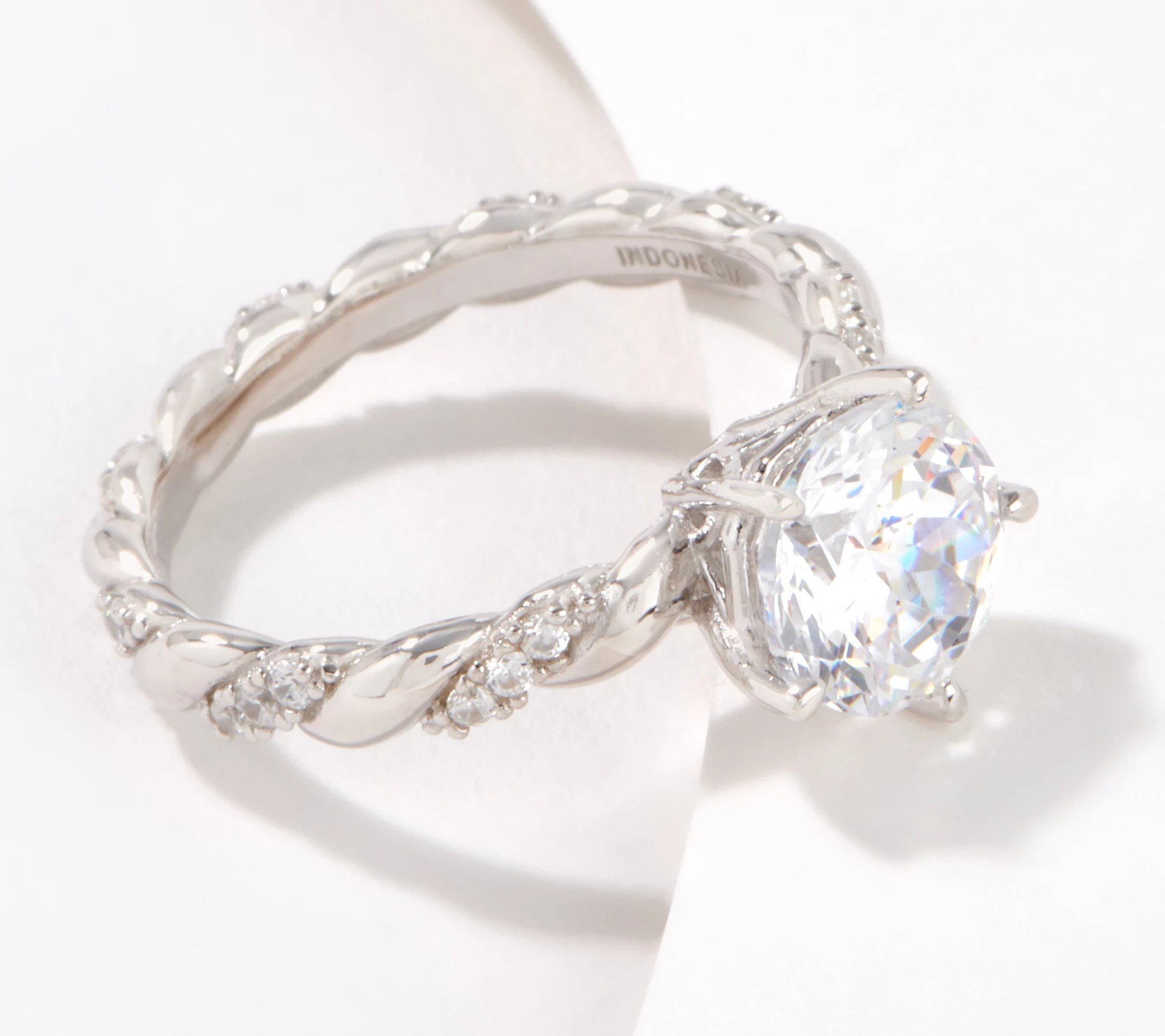 Diamonique 85 Facet Sunflower Cut Bridal Ring, Sterling