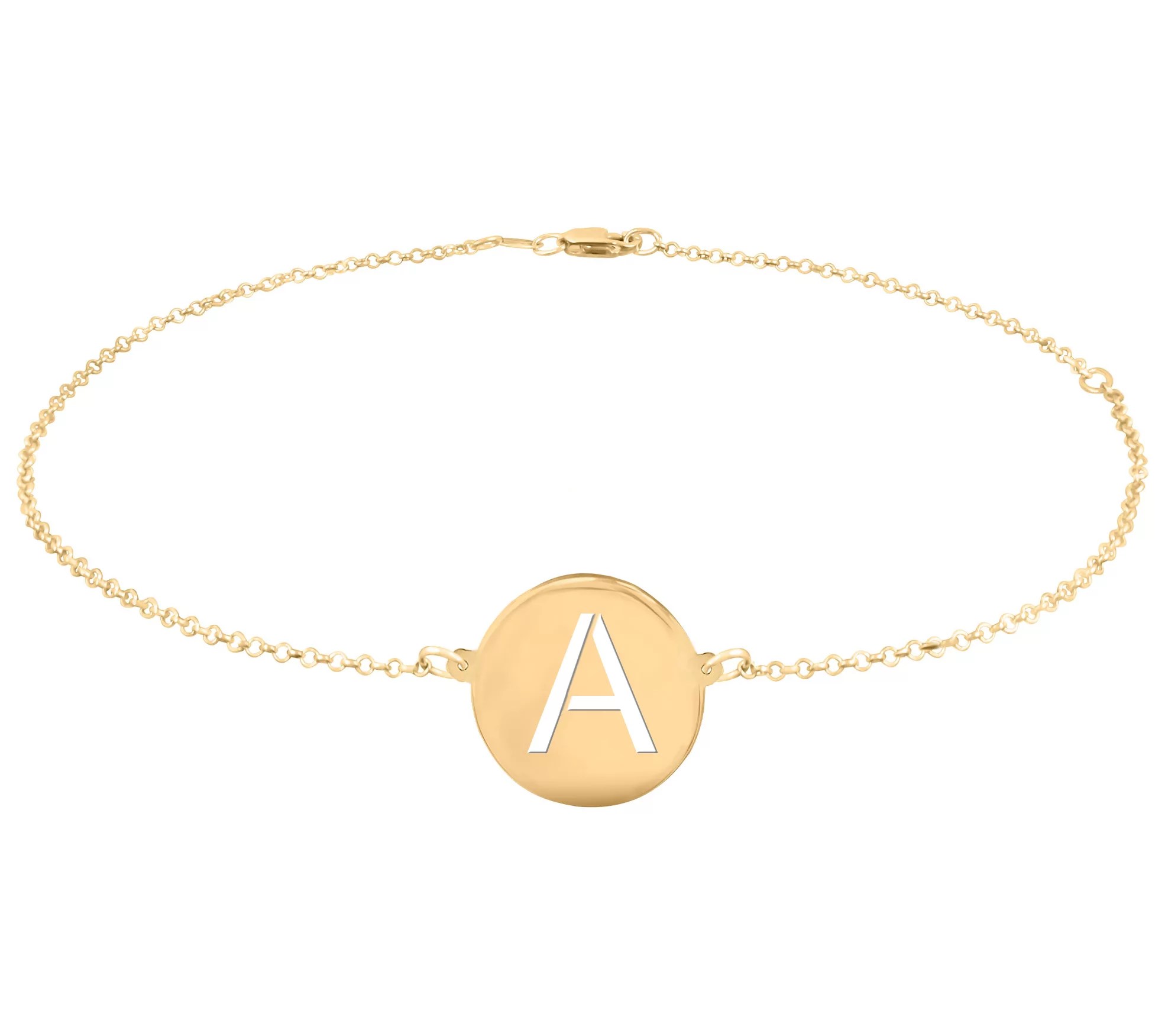 Personalized 14K Gold Plated Round Initial Ankle Bracelet