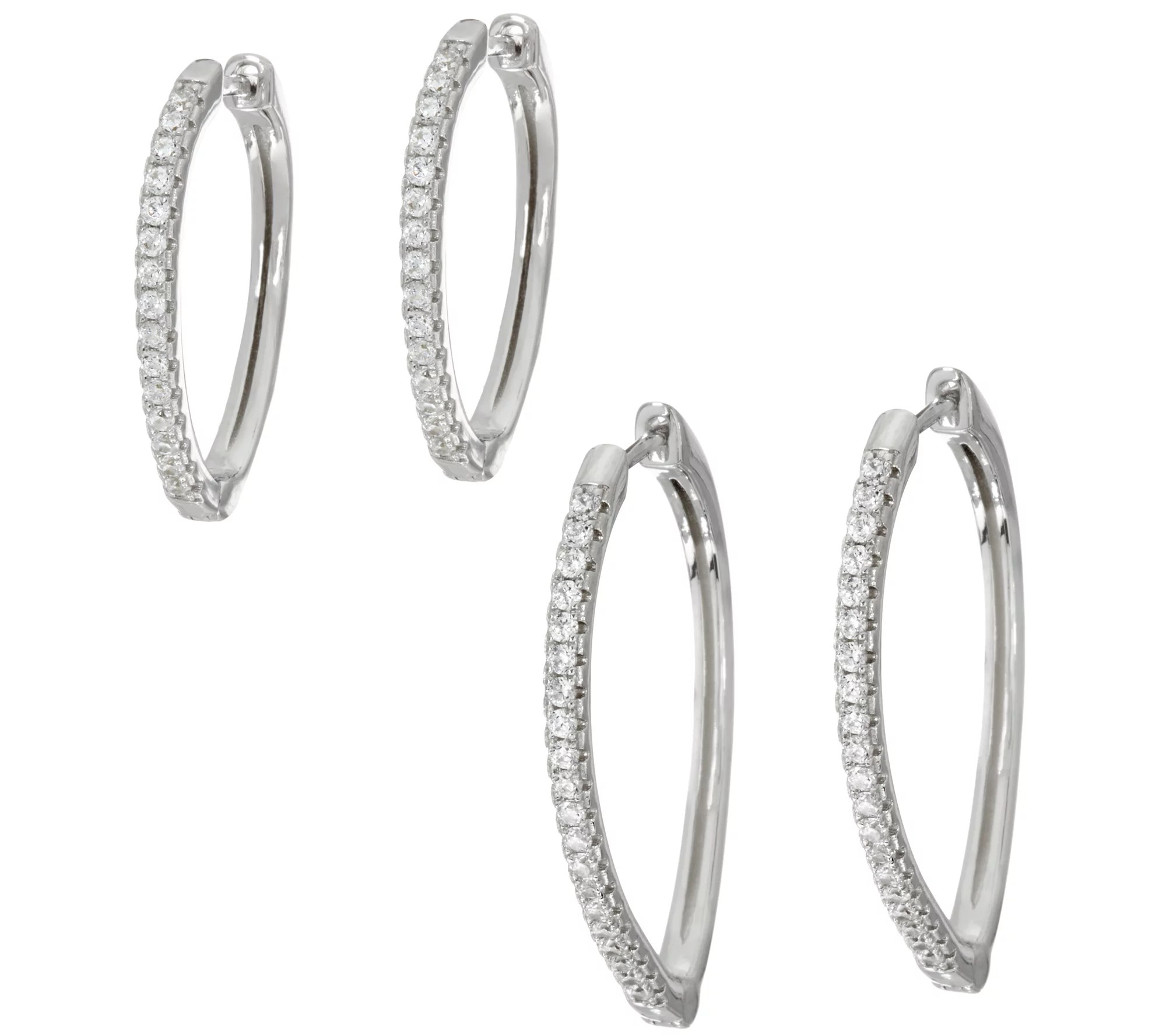 Diamonique Pear Shaped Hoop Earrings Sterling