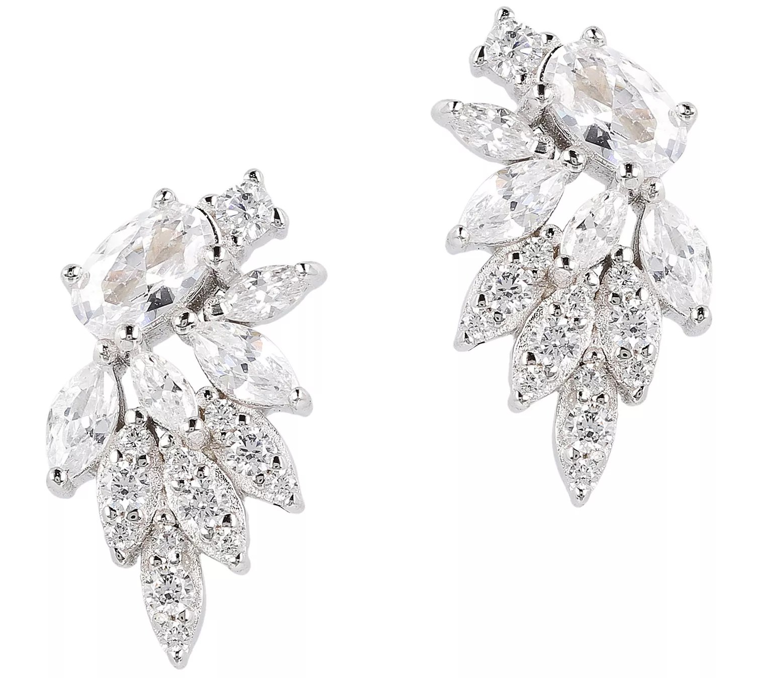 Diamonique 1.30 cttw Cluster Earrings, Sterl ing Silver