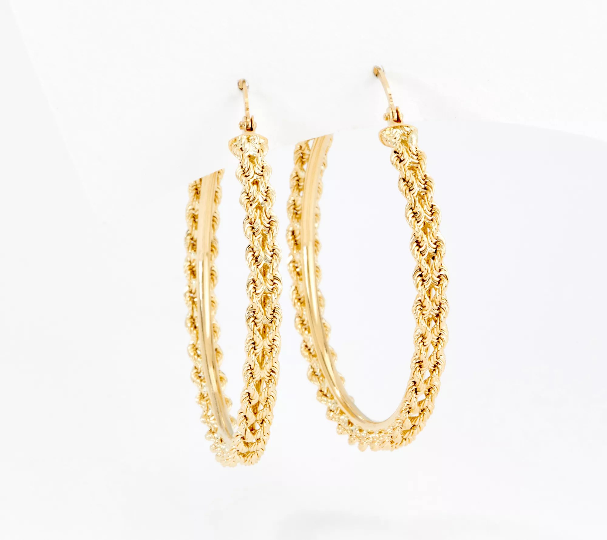 Denary 10K Gold Rope Hoop Earrings