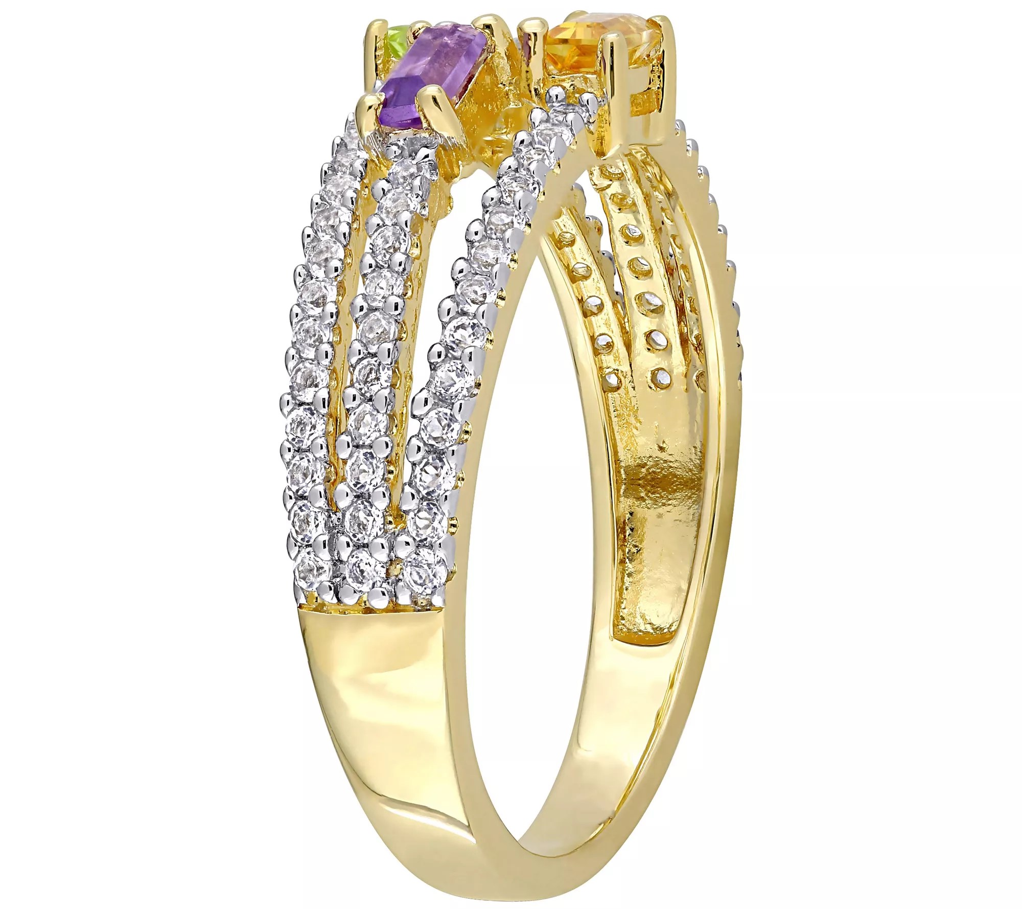 18K Gold Plated Sterling 0.65 cttw MultiGemstone Ring