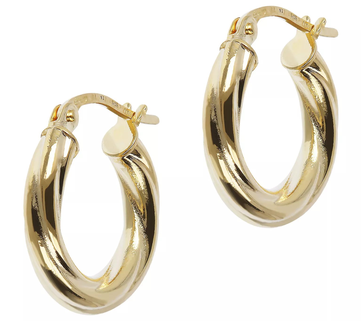 Italian Gold 1/2" Round Twisted Hoop Earrings,14K