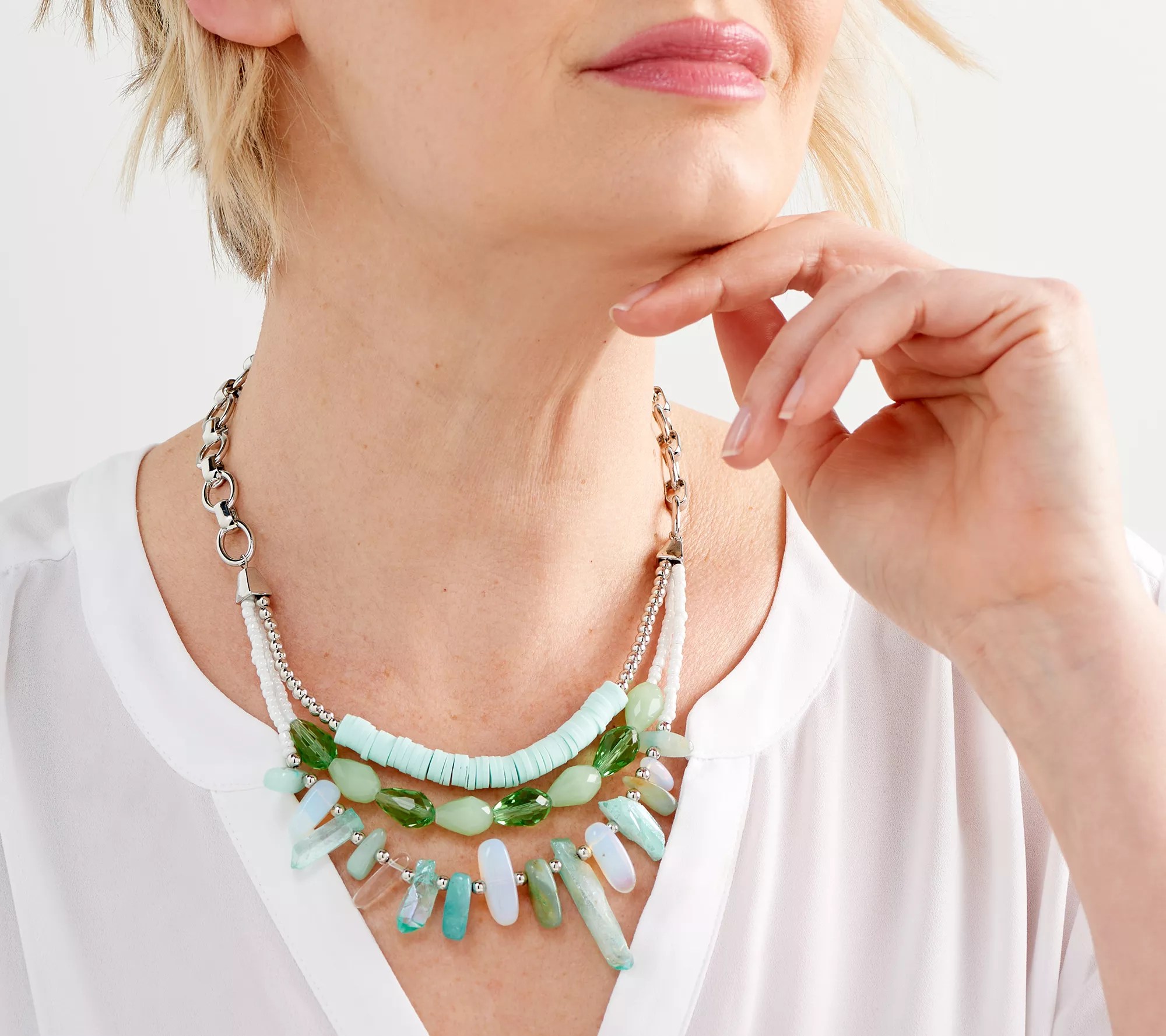 Susan Graver MultiStrand Beaded Statement Necklace