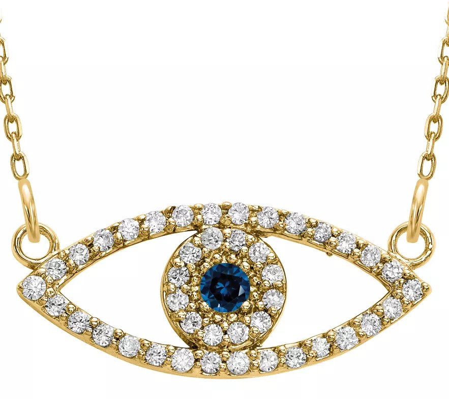 Dainty Designs 14K 1/7 cttw Diamond Evil Eye Necklace