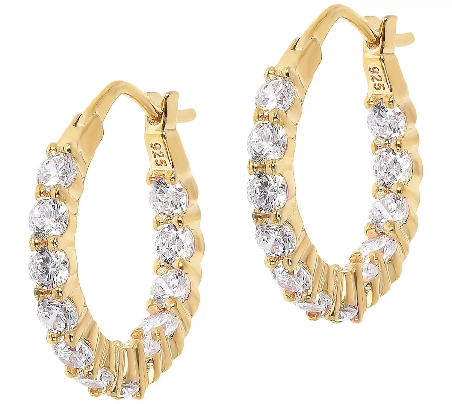 Diamonique 1.50 cttw Hoop Earrings, Sterling Silver