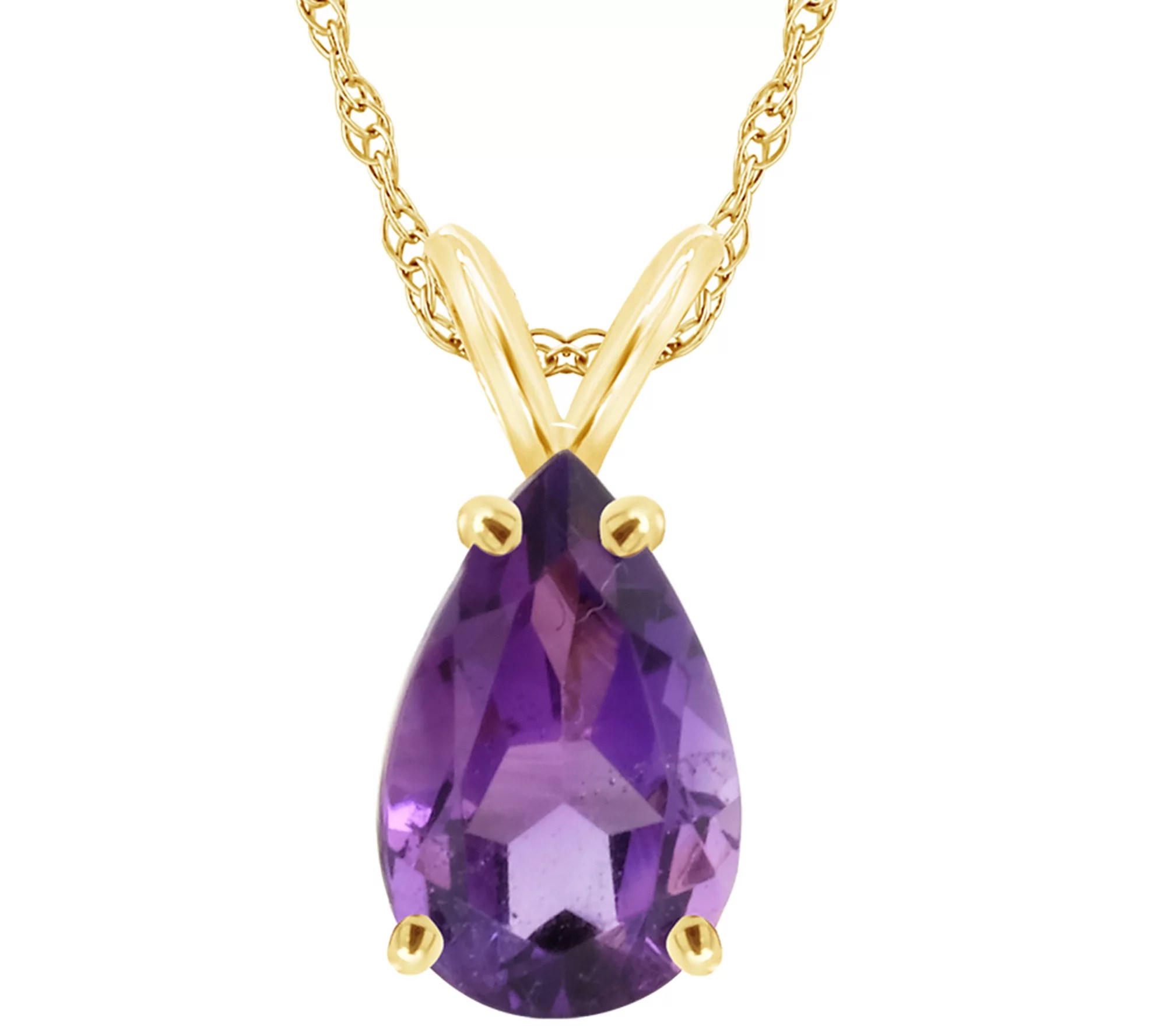 PearShaped Gemstone Pendant with 18" Chain, 14K