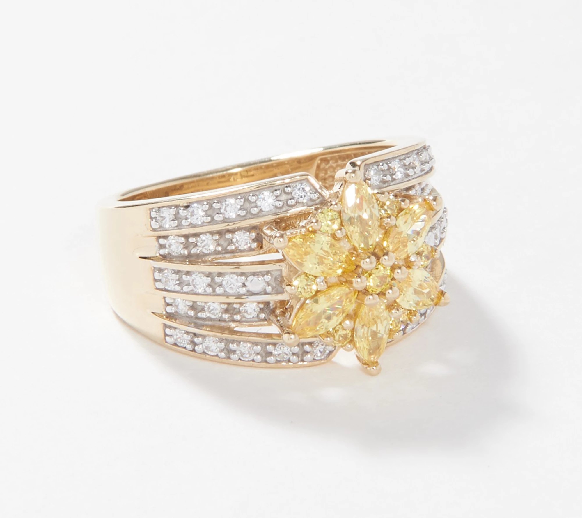 Diamonique x Lisa MAson Floral Bridal Ring, Sterling Silver