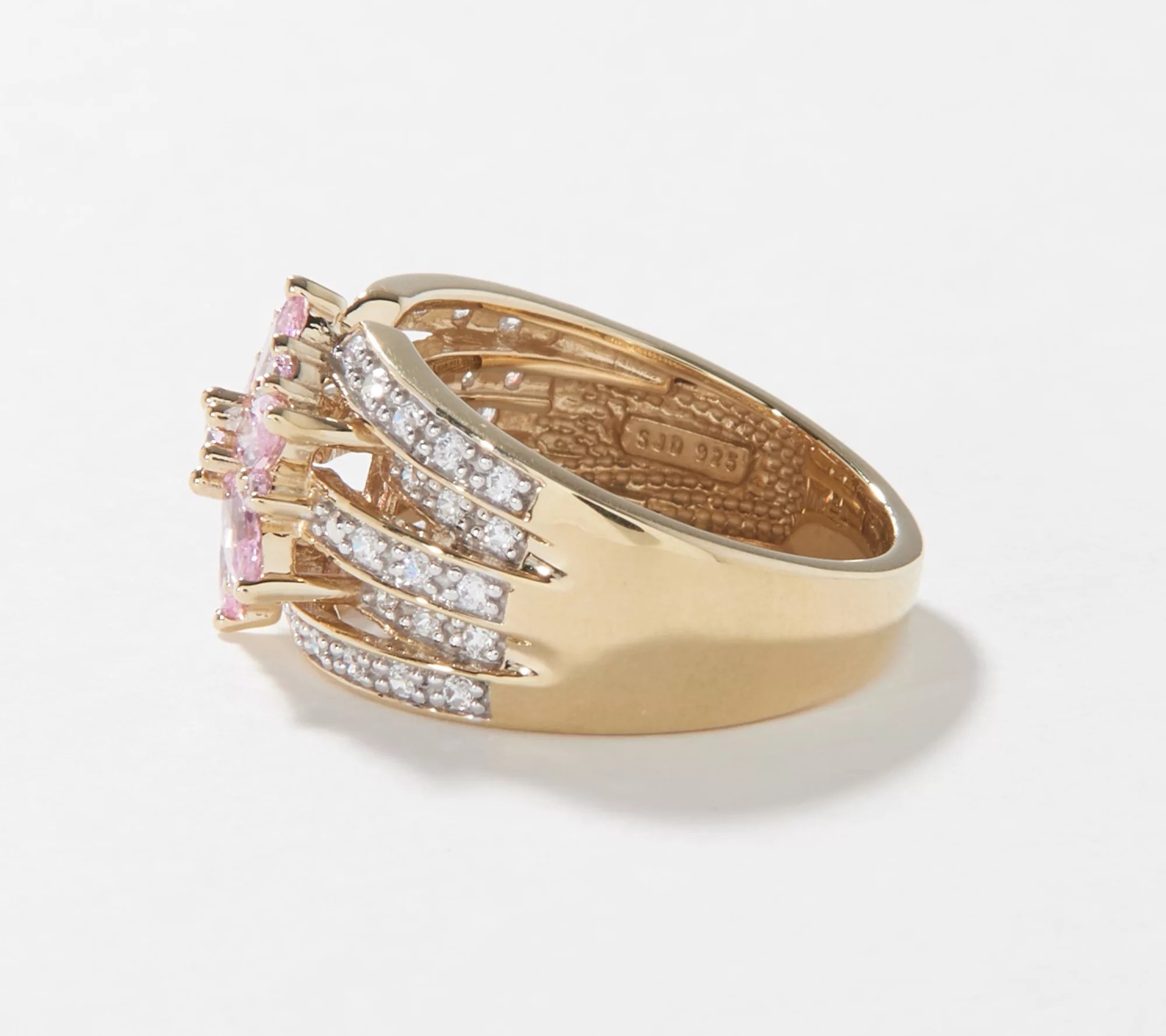 Diamonique x Lisa MAson Floral Bridal Ring, Sterling Silver
