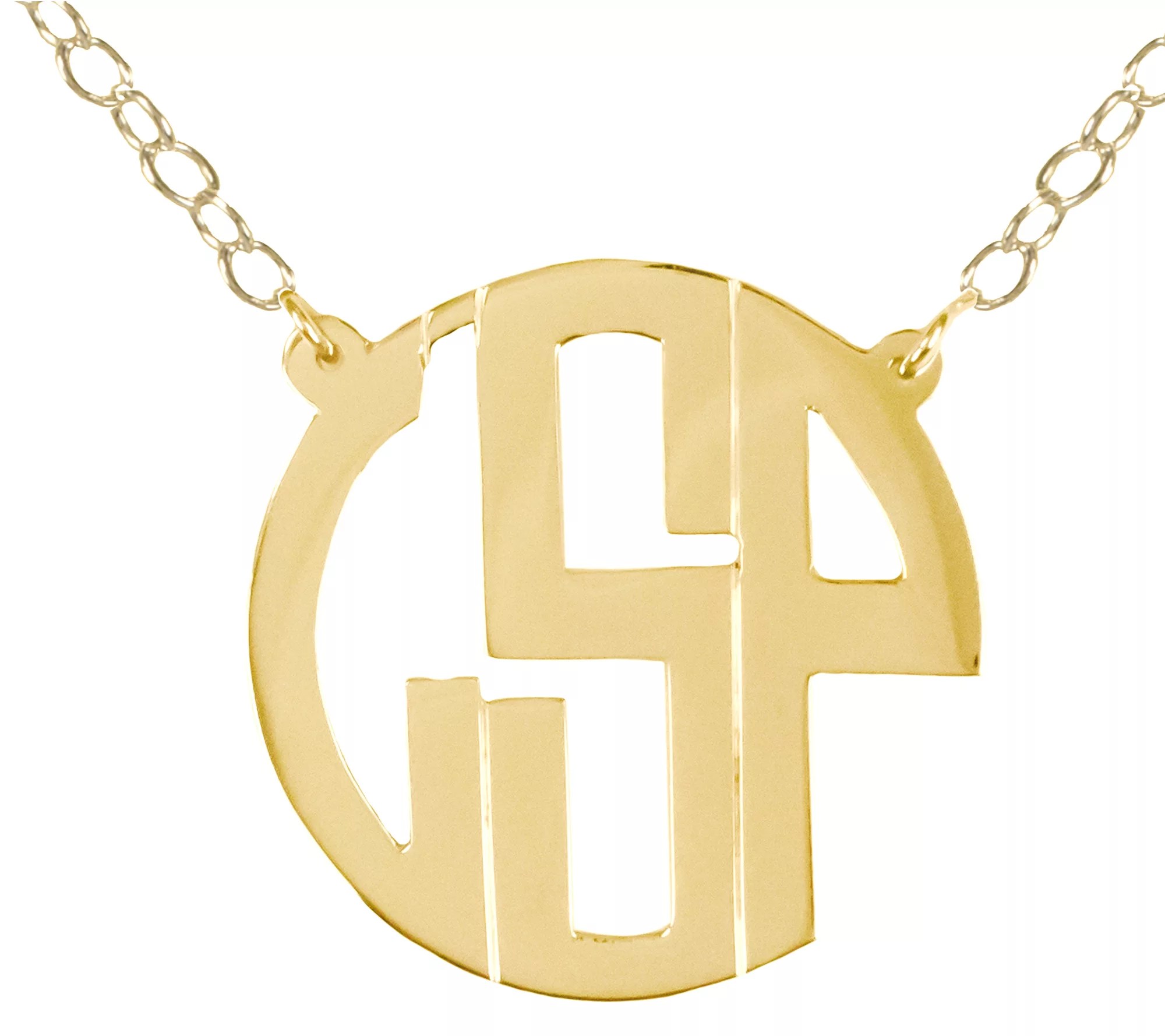 Personalized 24K GoldPlated Sterling Circle Monogram Necklace