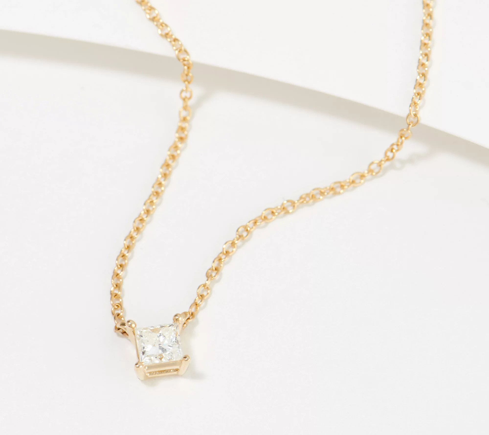 Affinity Diamonds Princess Solitaire 14K Gold Necklace