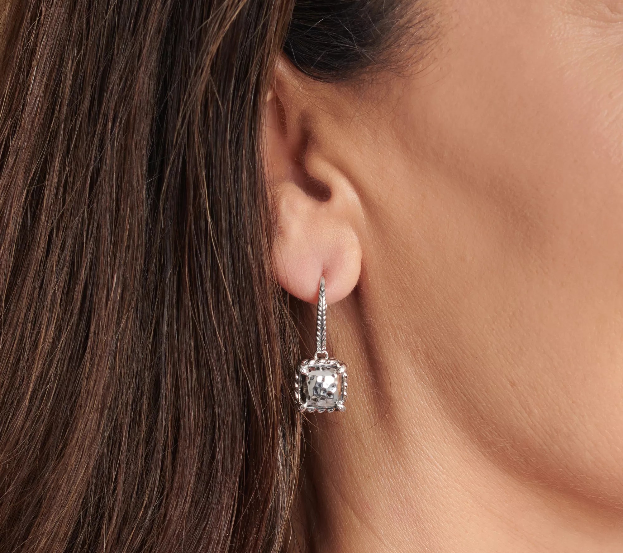 JAI Sterling Silver Hammered Lever Back Earrings