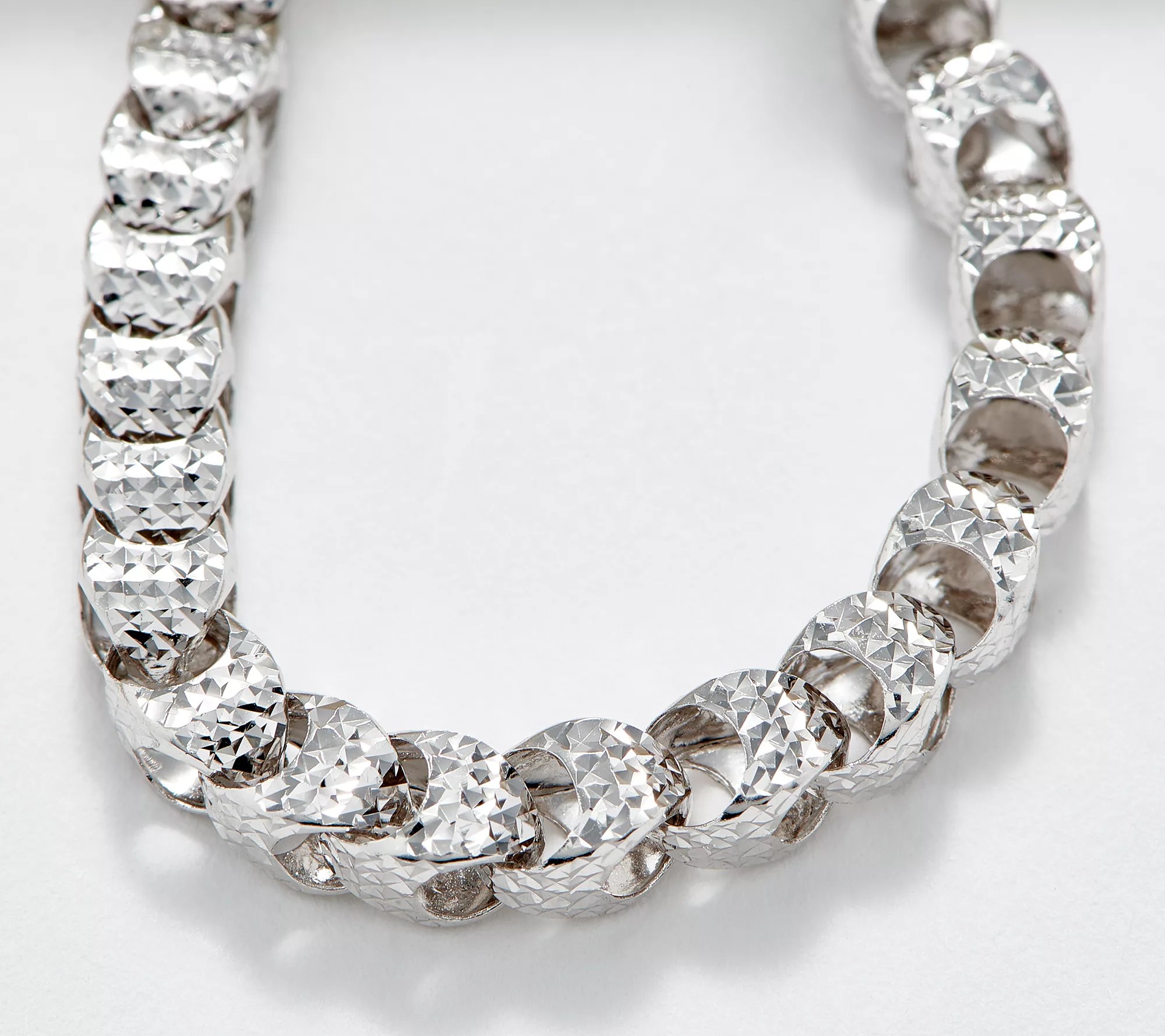 Italian Gold Diamond Cut Link Small Bracelet, 14K Gold, 2.9g