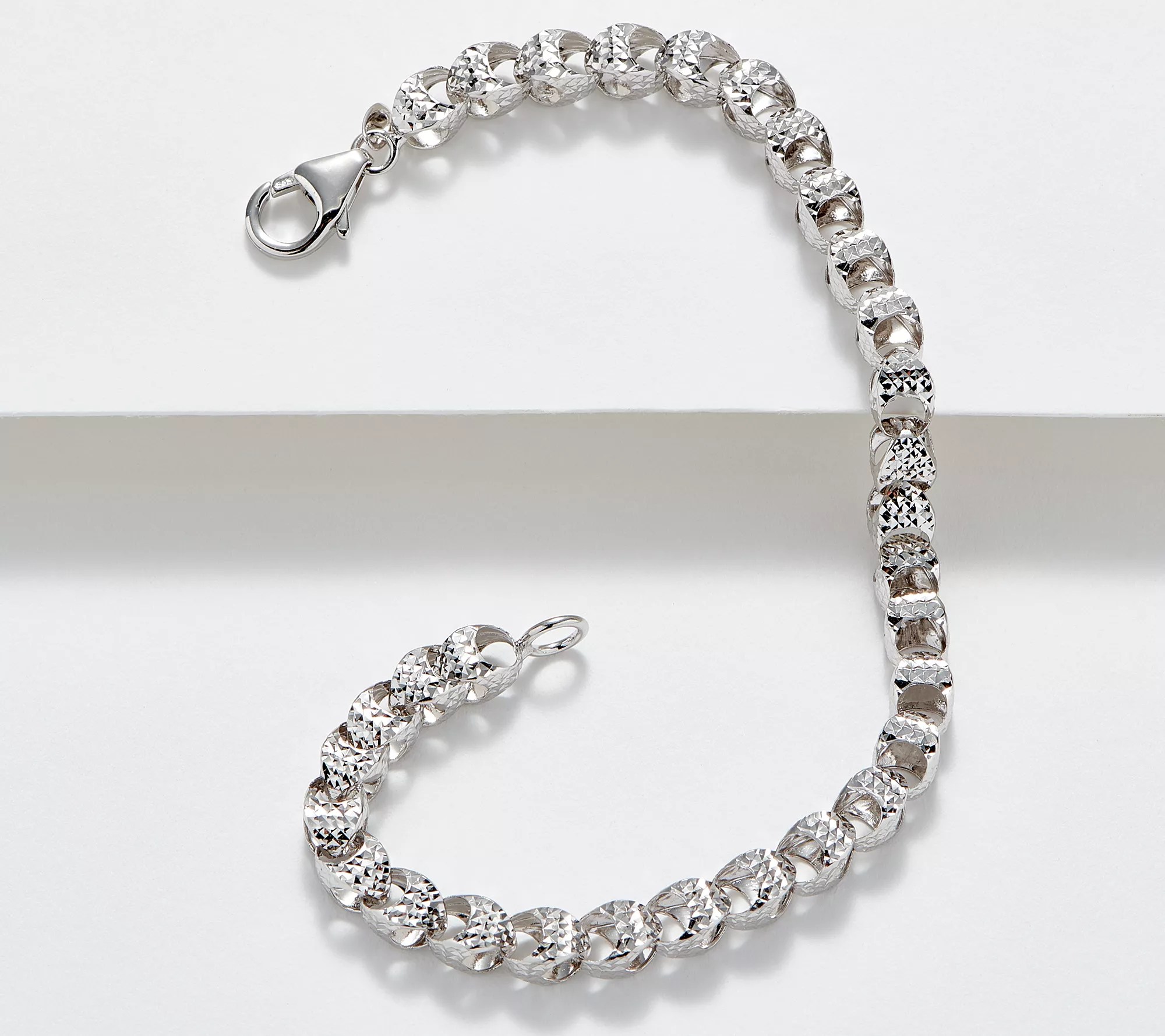 Italian Gold Diamond Cut Link Small Bracelet, 14K Gold, 2.9g