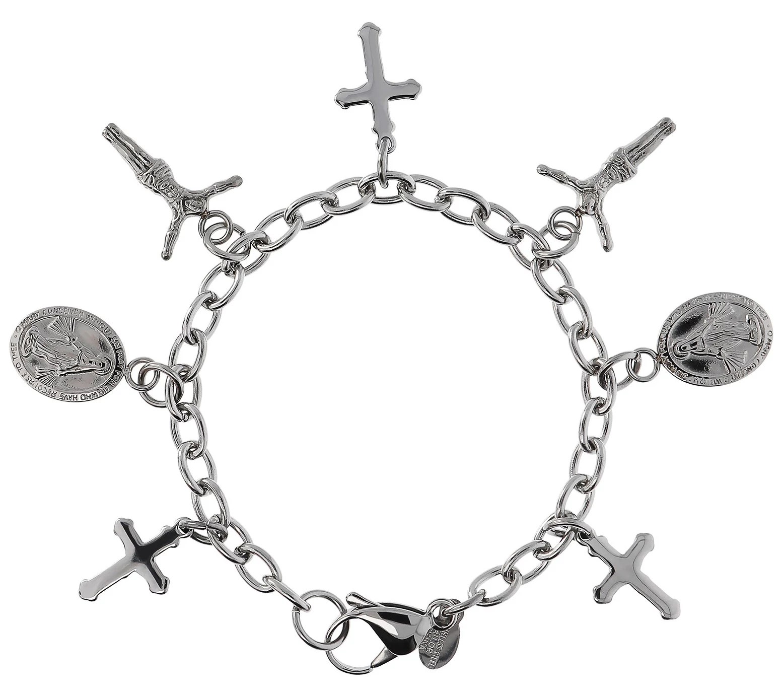 Steel by Design Religious Motif Charm Bracelet