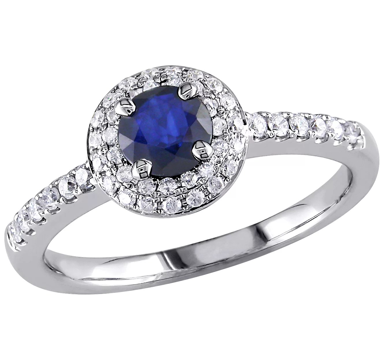 Sapphire & Diamond Ring, 14K White Gold