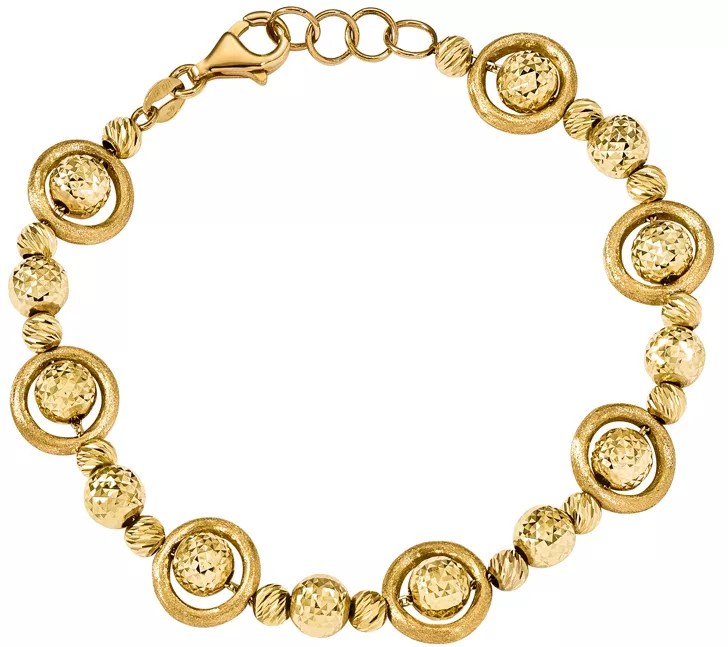 14K Gold Round DiamondCut Bead 71/2" Bracelet, 10.7g