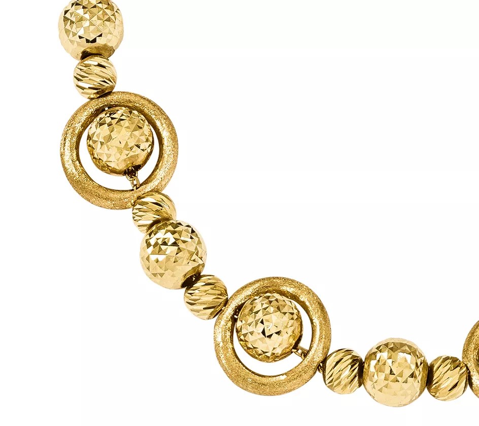 14K Gold Round DiamondCut Bead 71/2" Bracelet, 10.7g